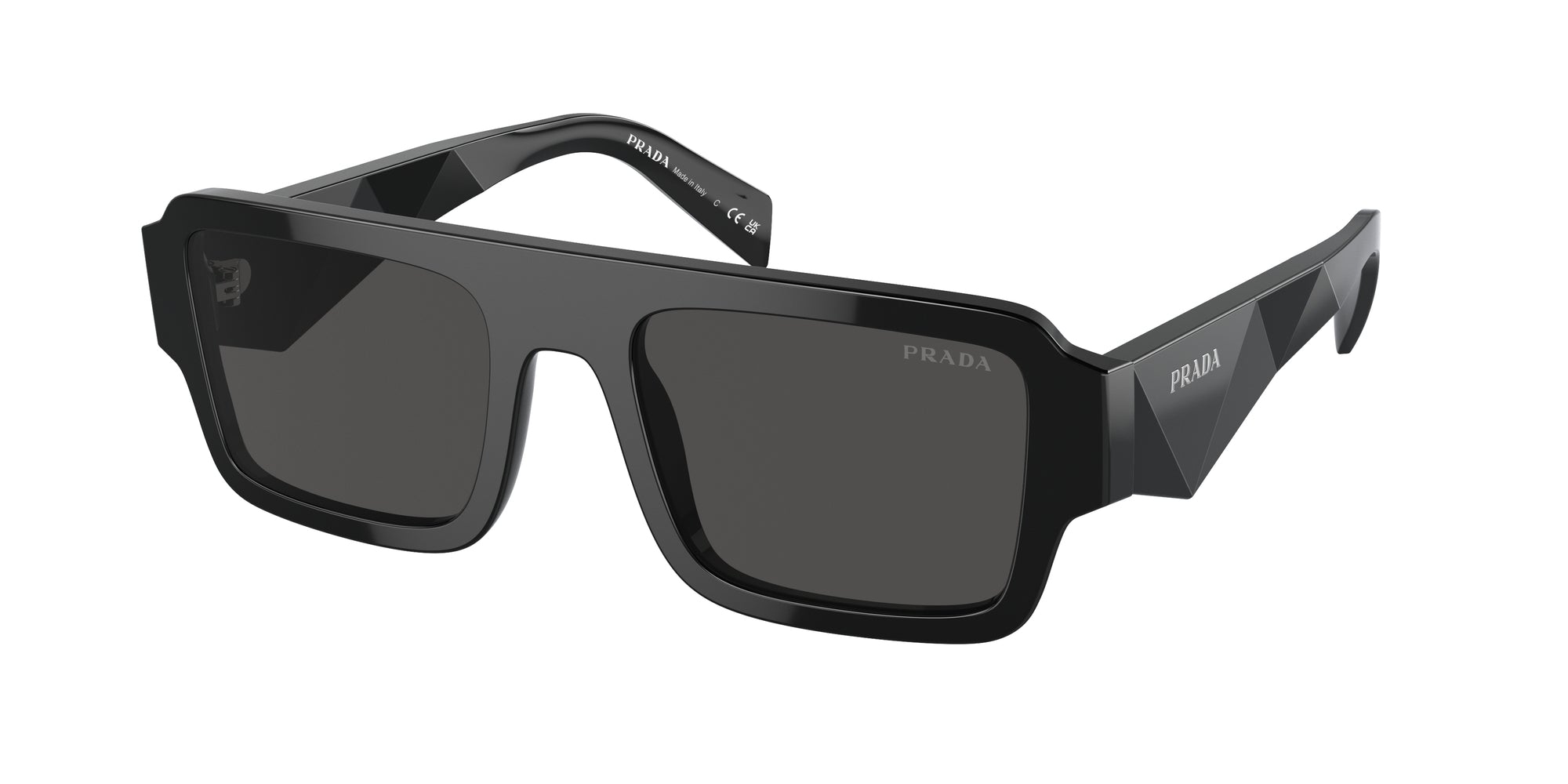 Prada Uomo Prada PR A05S 16K08Z Occhiali da sole Acetato Nero Grigio Squadrata Normale