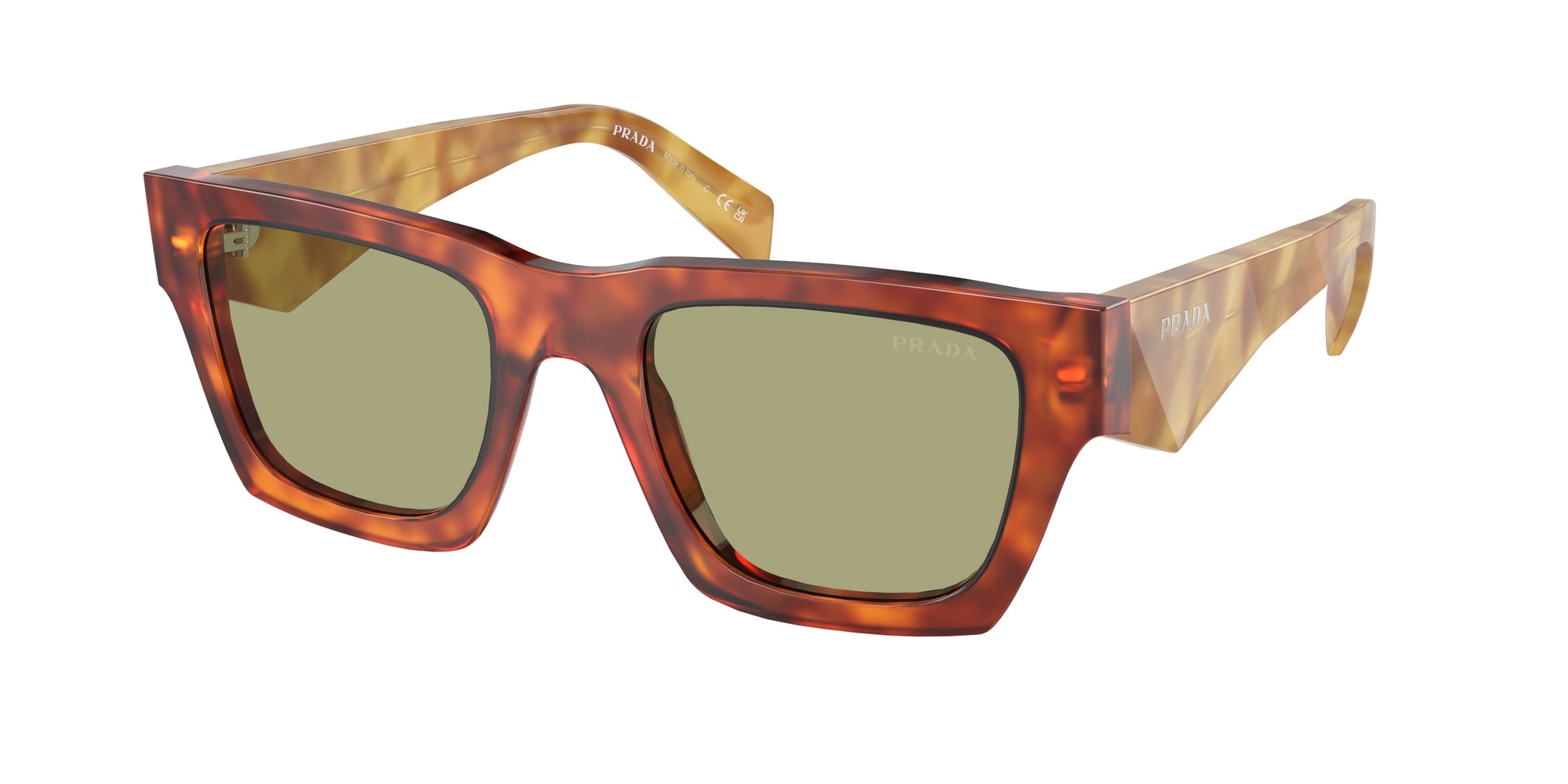 Prada Uomo Prada PR A06S 11P60C Occhiali da sole Acetato Marrone Verde Pillow Normale Prada Uomo Prada PR A06S 11P60C Occhiali da sole Acetato Marrone Verde Pillow Normale