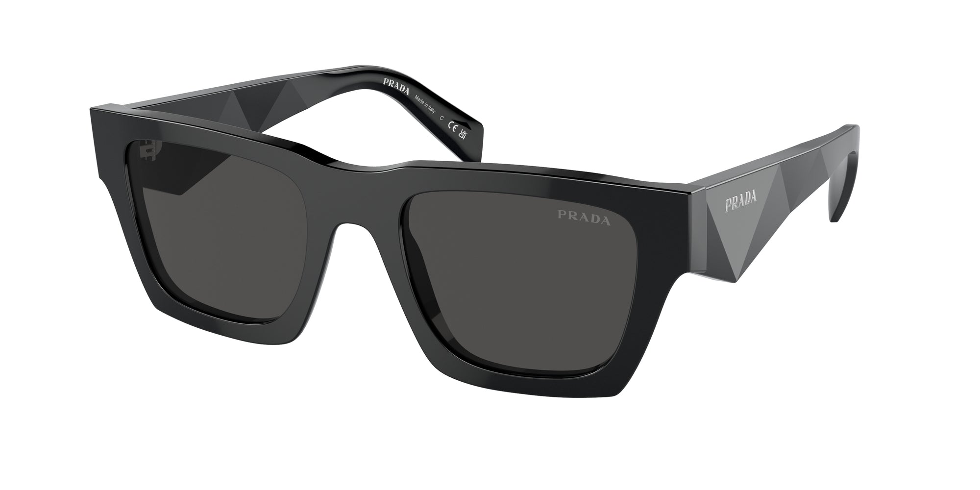 Prada Uomo Prada PR A06S 16K08Z Occhiali da sole Acetato Nero Grigio Pillow Normale