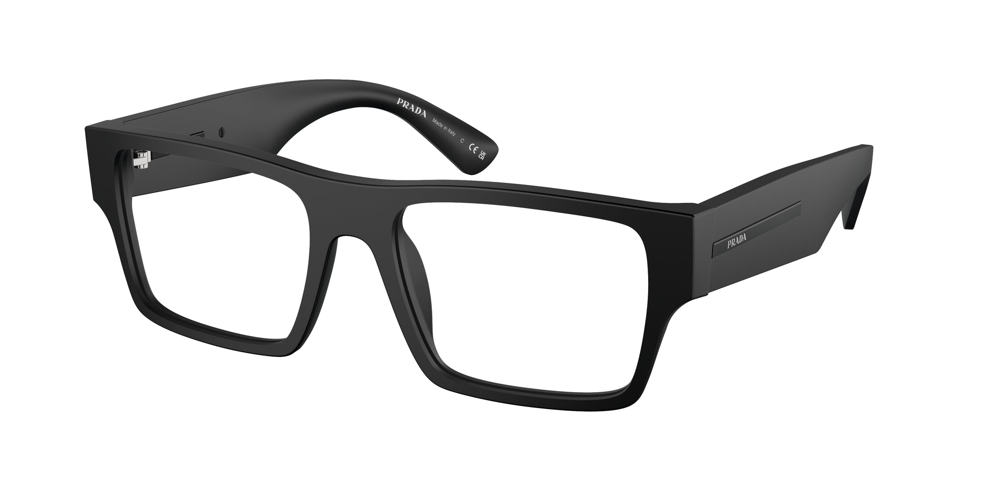 Prada Uomo Prada PR A08V 12P1O1 Montature da vista Acetato Nero Trasparente Squadrata Normale Prada Uomo Prada PR A08V 12P1O1 Montature da vista Acetato Nero Trasparente Squadrata Normale