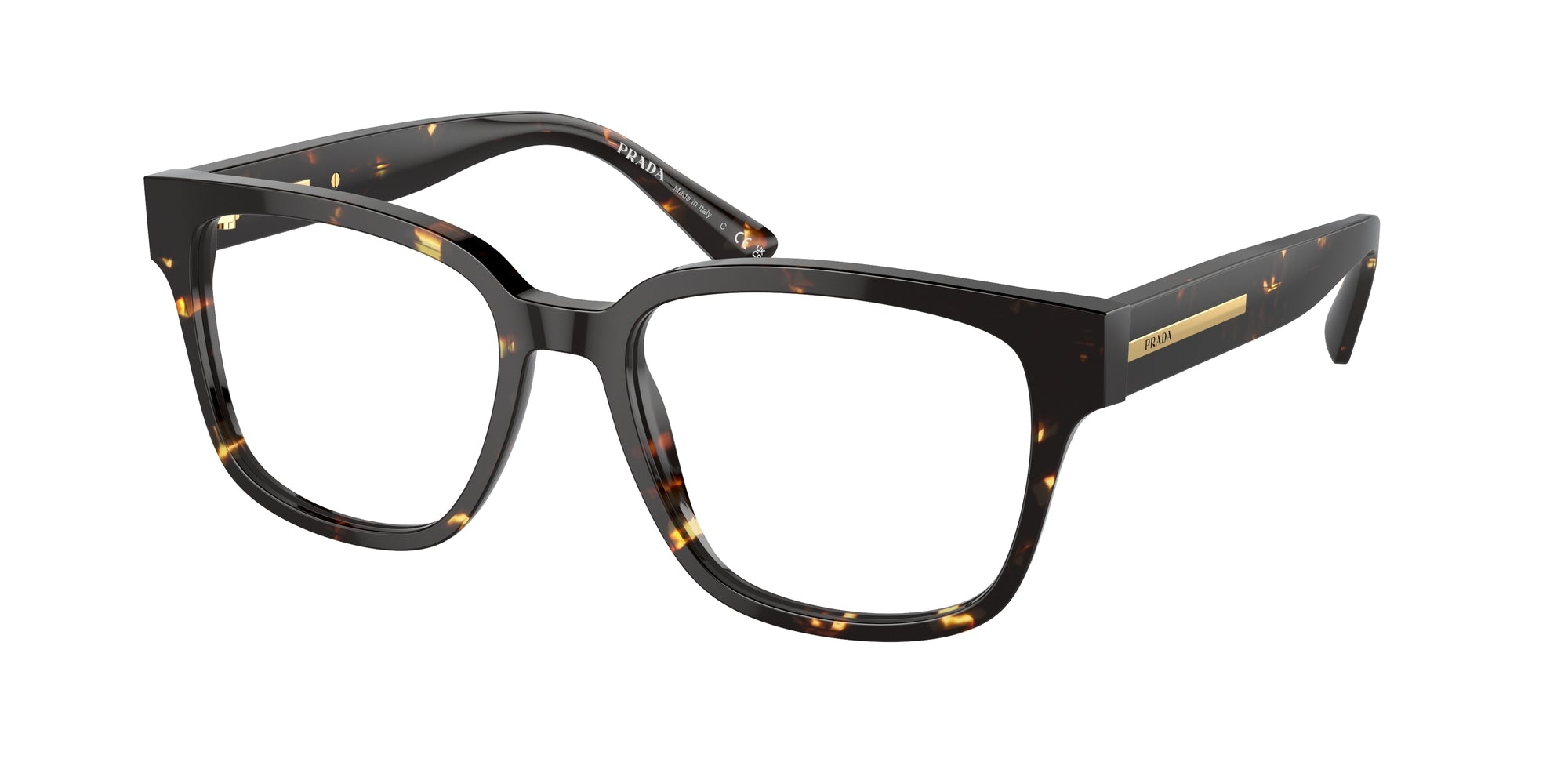 Prada Uomo Prada PR A09V 16O1O1 Montature da vista Acetato Marrone Trasparente Pillow Normale