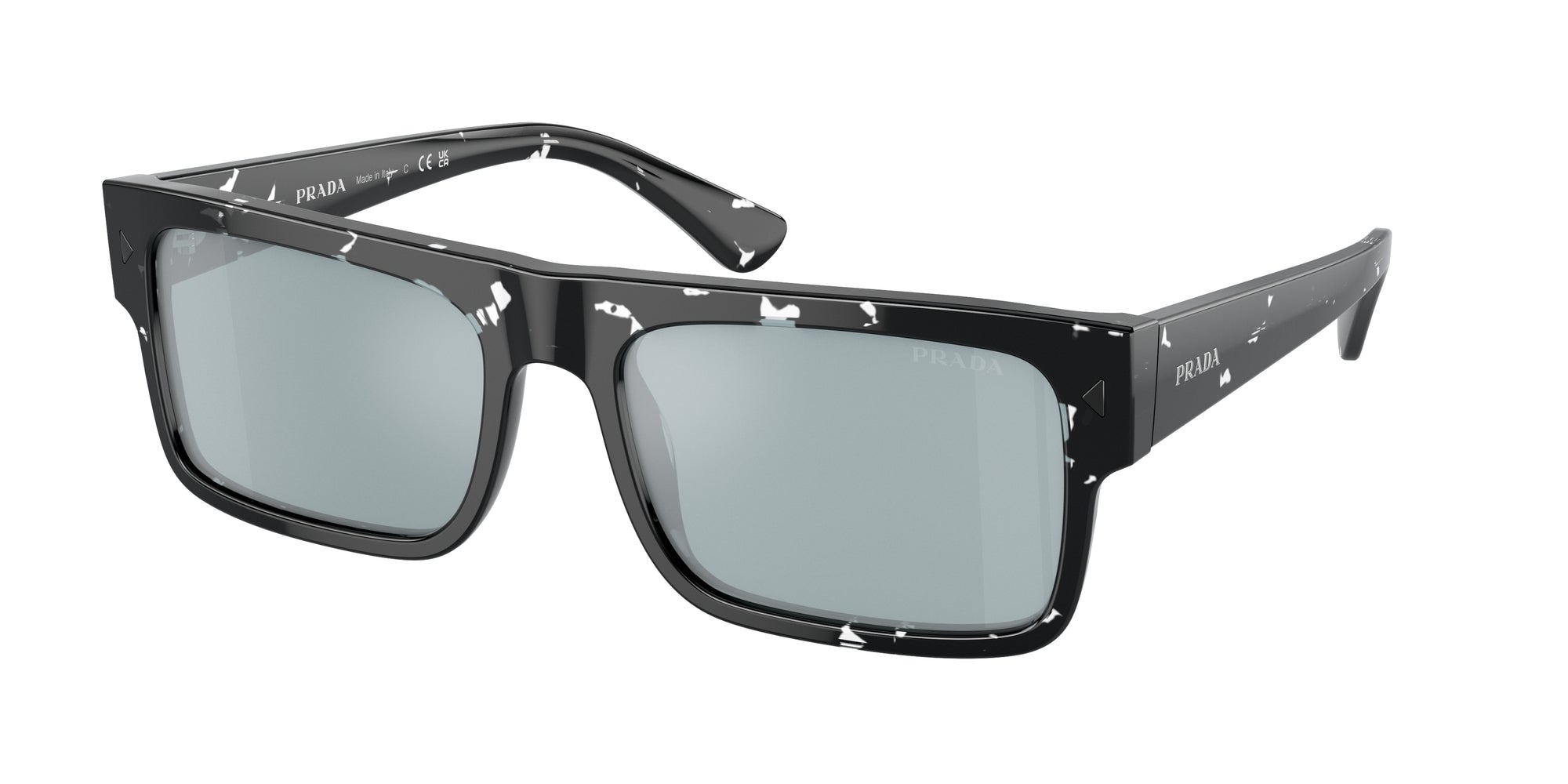 Prada Uomo Prada PR A10S 15O01A Occhiali da sole Acetato Marrone Azzurro Squadrata Specchiate Specchiato