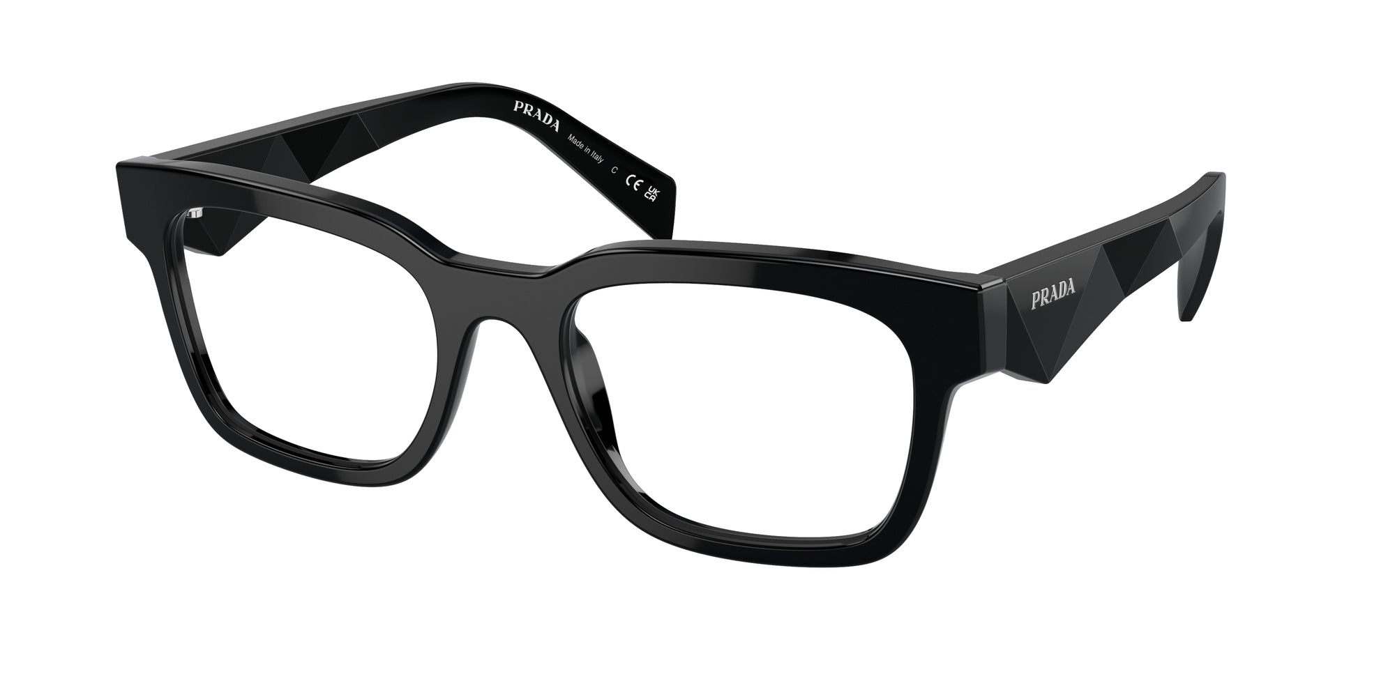 Prada Uomo Prada PR A10V 16K1O1 Montature da vista Acetato Nero Pillow Normale
