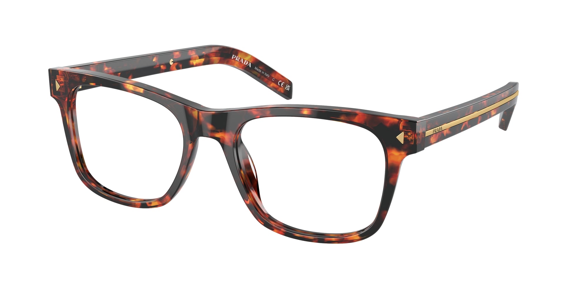 Prada Uomo Prada PR A13V 14O1O1 Montature da vista Acetato Tartaruga Trasparente Pillow Normale