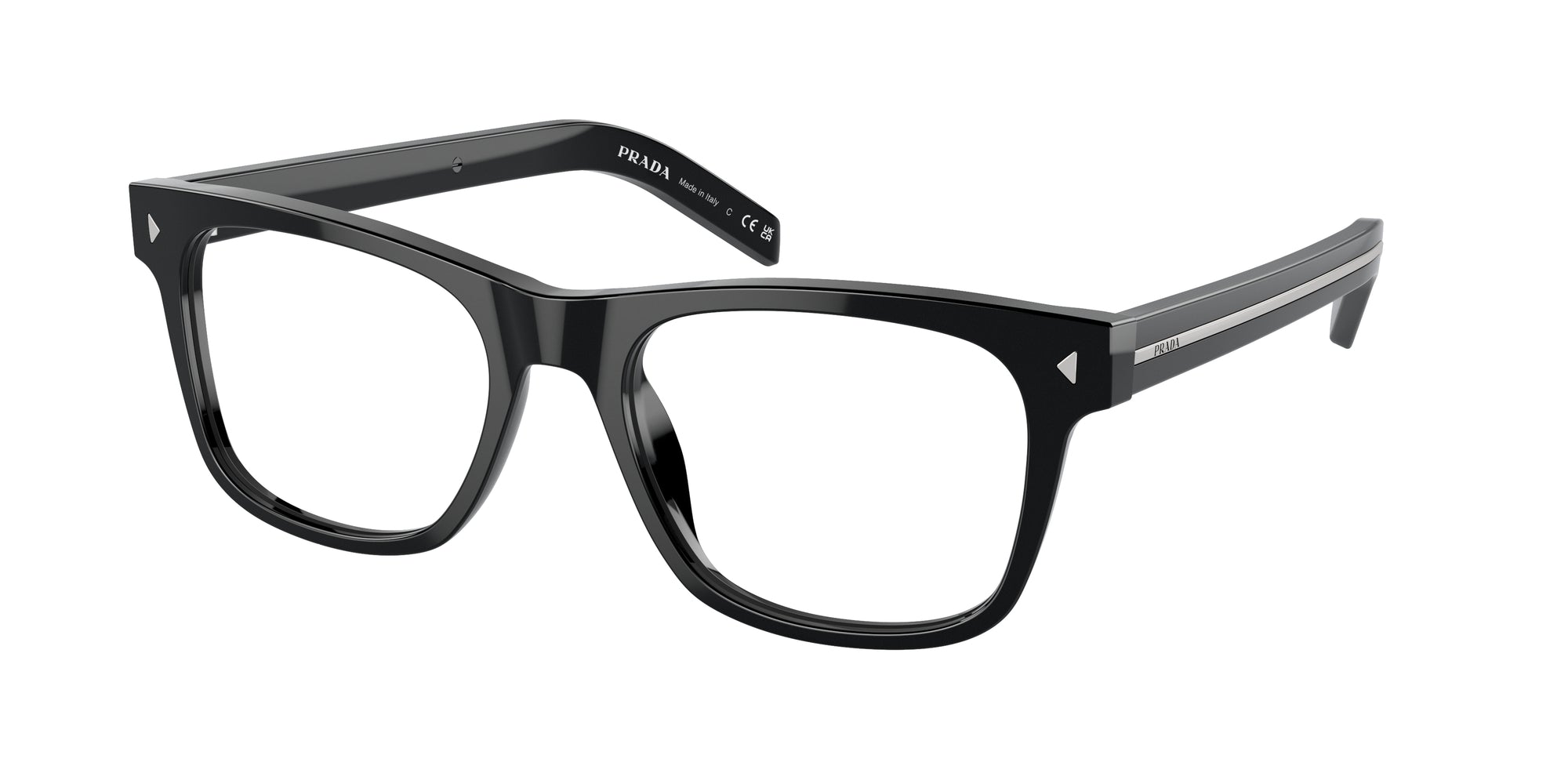 Prada Uomo Prada PR A13V 16K1O1 Montature da vista Acetato Nero Pillow Normale Prada Uomo Prada PR A13V 16K1O1 Montature da vista Acetato Nero Pillow Normale