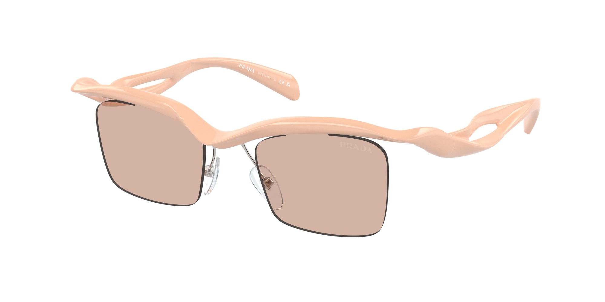 Prada Uomo Prada PR A15S 18Q4I2 Occhiali da sole Nylon Rosa Marrone Squadrata Normale