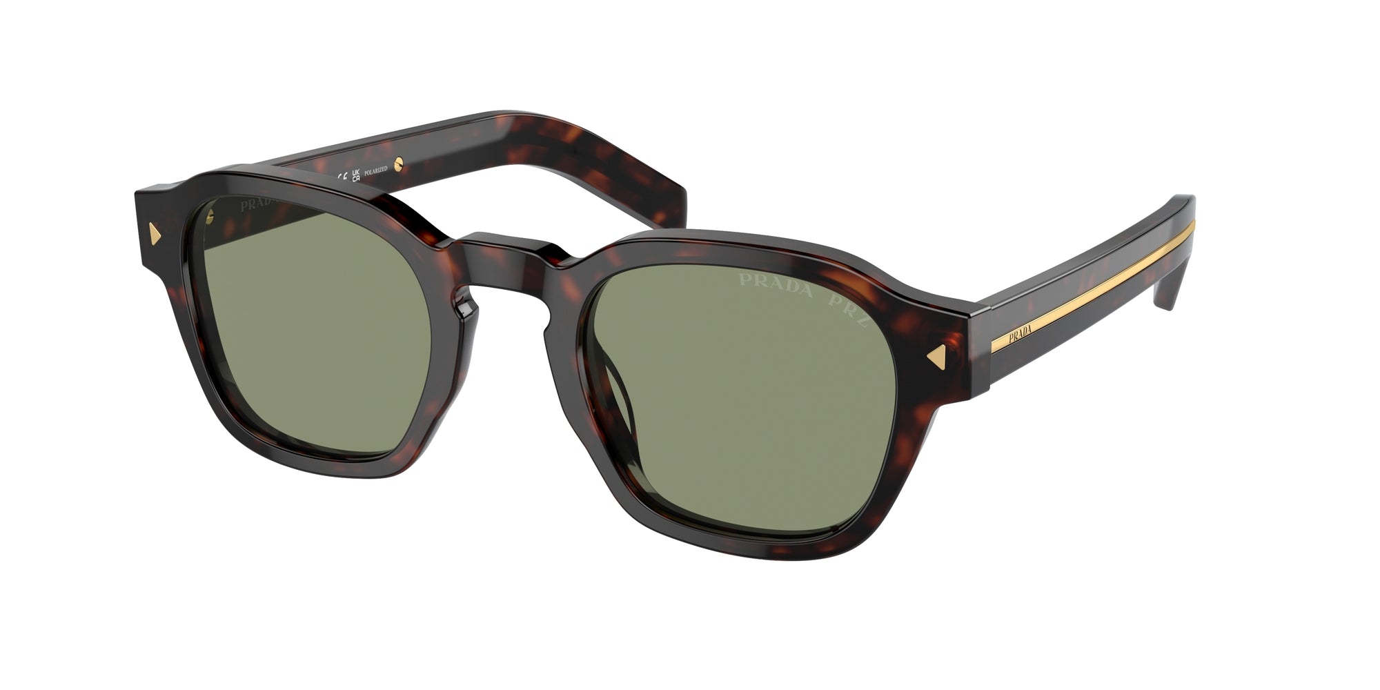 Prada Uomo Prada PR A16S 17N20G Occhiali da sole Acetato Tartaruga Verde Pantos Polarizzata