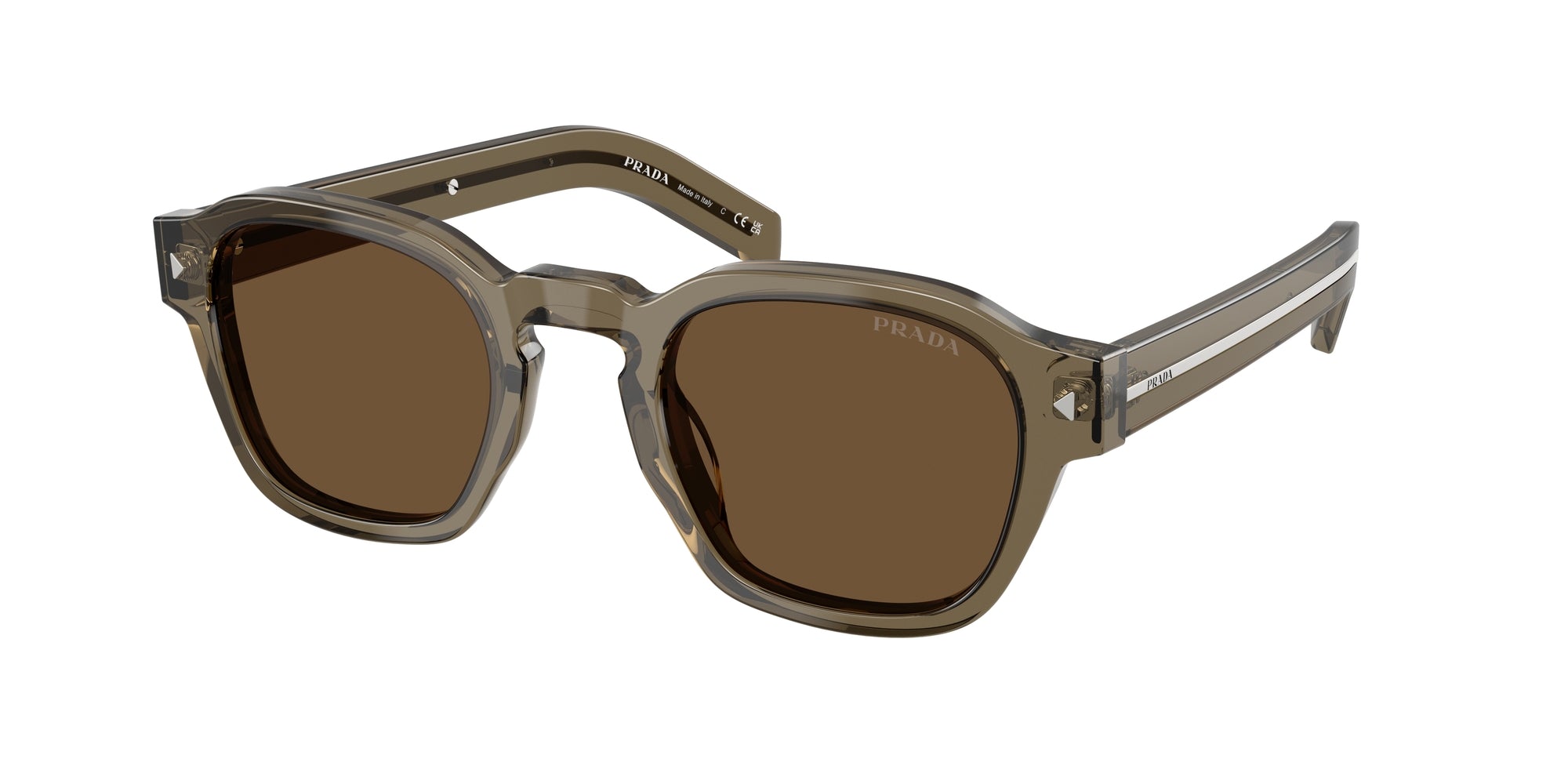 Prada Uomo Prada PR A16S 18T70F Occhiali da sole Acetato Marrone Marrone Pantos Normale