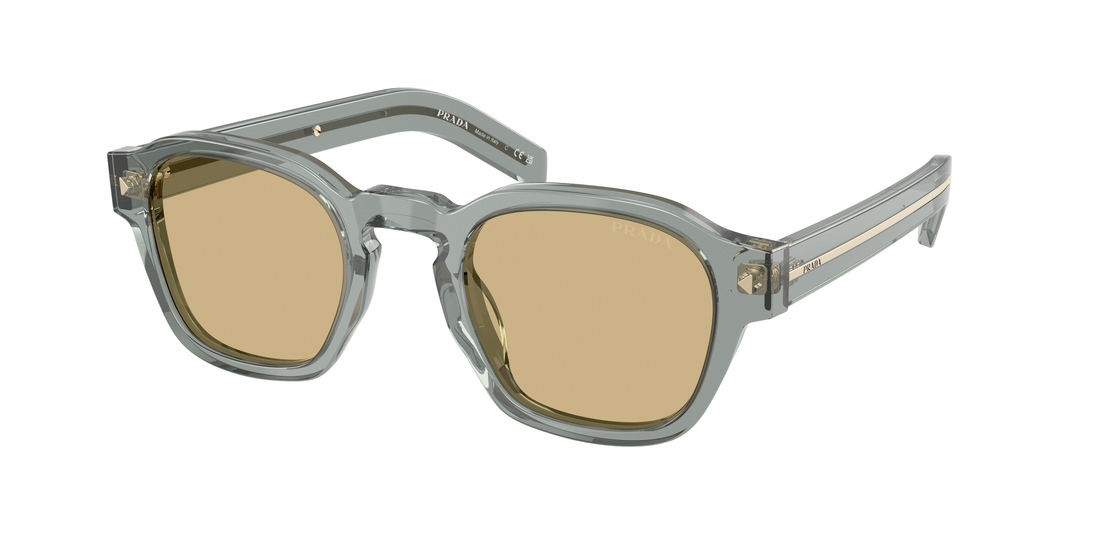 Prada Uomo Prada PR A16S 21J70R Occhiali da sole Acetato Grigio Marrone Pantos Normale