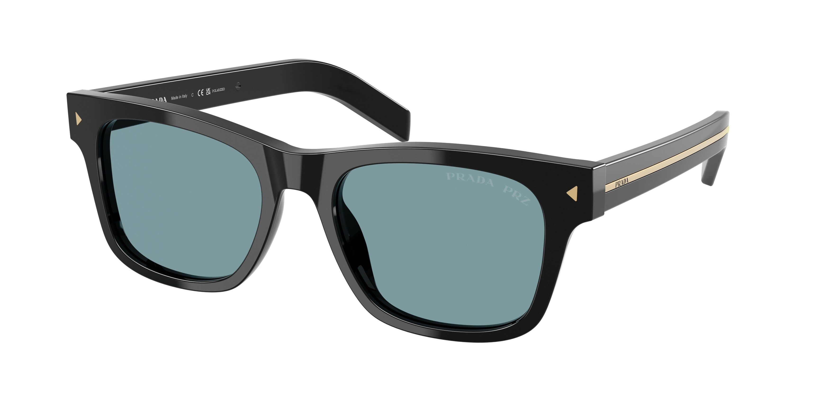 Prada Uomo Prada PR A17S 16K04D Occhiali da sole Acetato Nero Verde Squadrata Polarizzata Prada Uomo Prada PR A17S 16K04D Occhiali da sole Acetato Nero Verde Squadrata Polarizzata