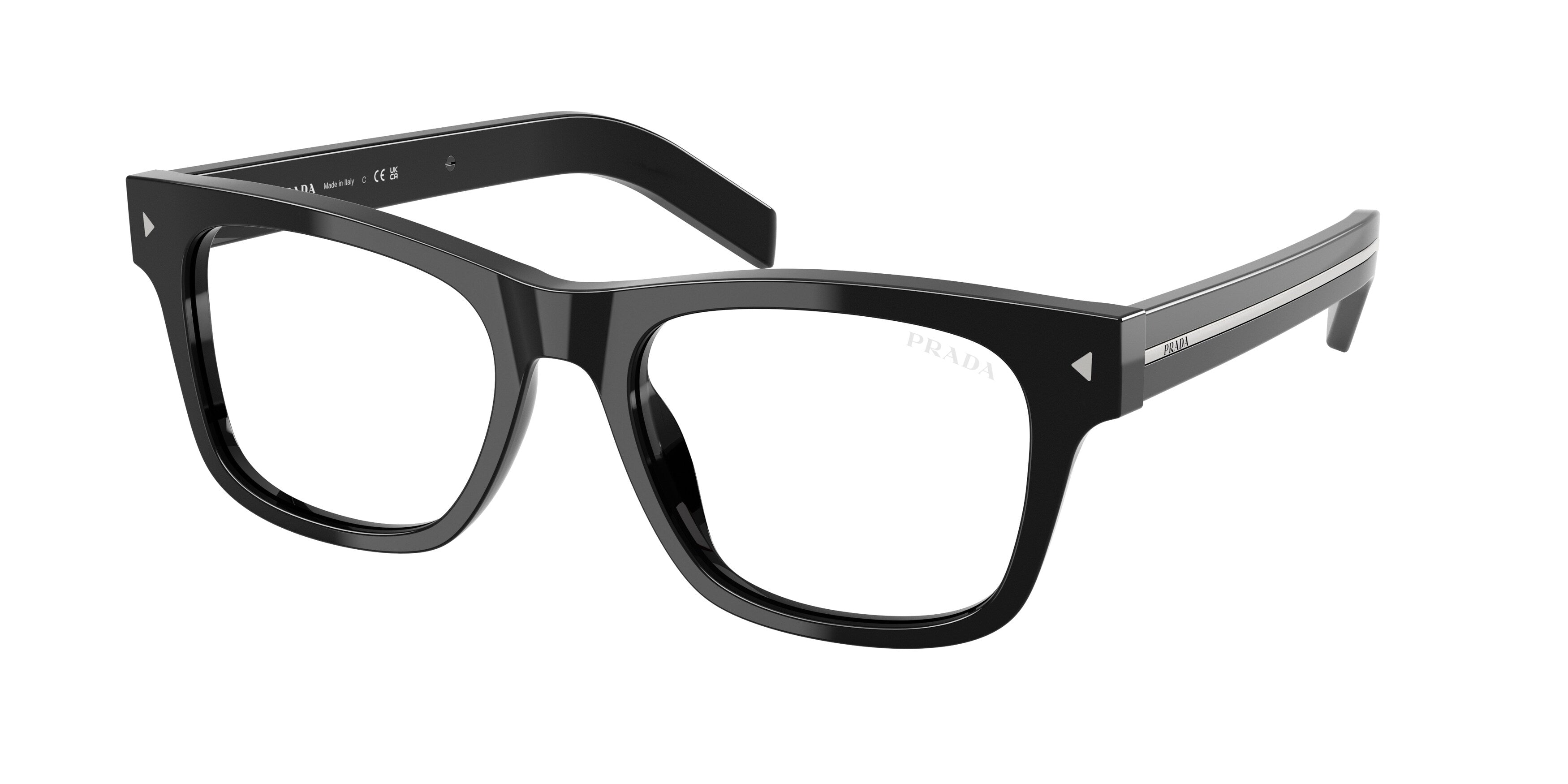 Prada Uomo Prada PR A17S 16K60K Occhiali da sole Acetato Nero Trasparente Squadrata Anti-luce blu Prada Uomo Prada PR A17S 16K60K Occhiali da sole Acetato Nero Trasparente Squadrata Anti-luce blu