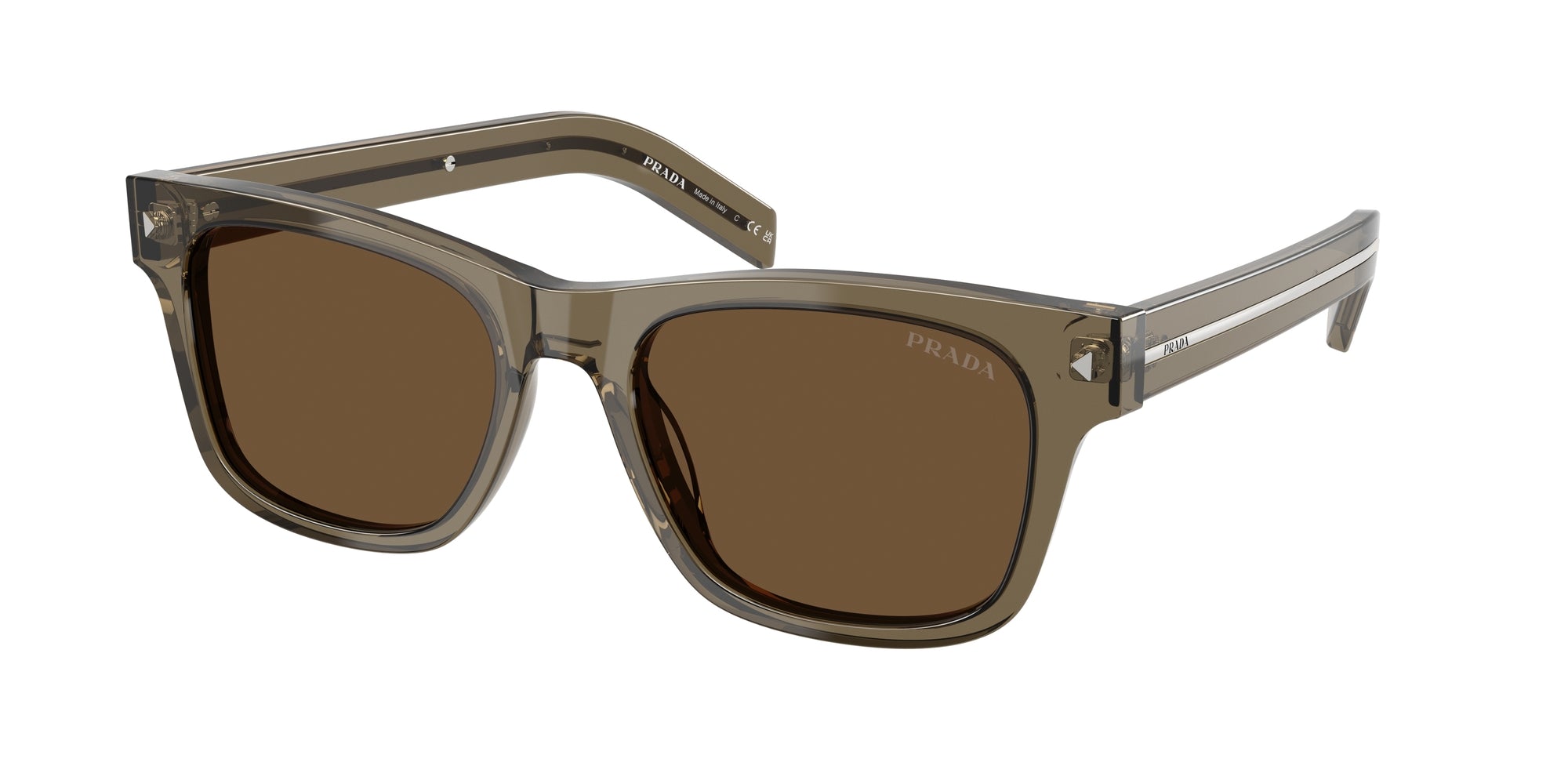 Prada Uomo Prada PR A17S 18T70F Occhiali da sole Acetato Marrone Marrone Squadrata Normale Prada Uomo Prada PR A17S 18T70F Occhiali da sole Acetato Marrone Marrone Squadrata Normale