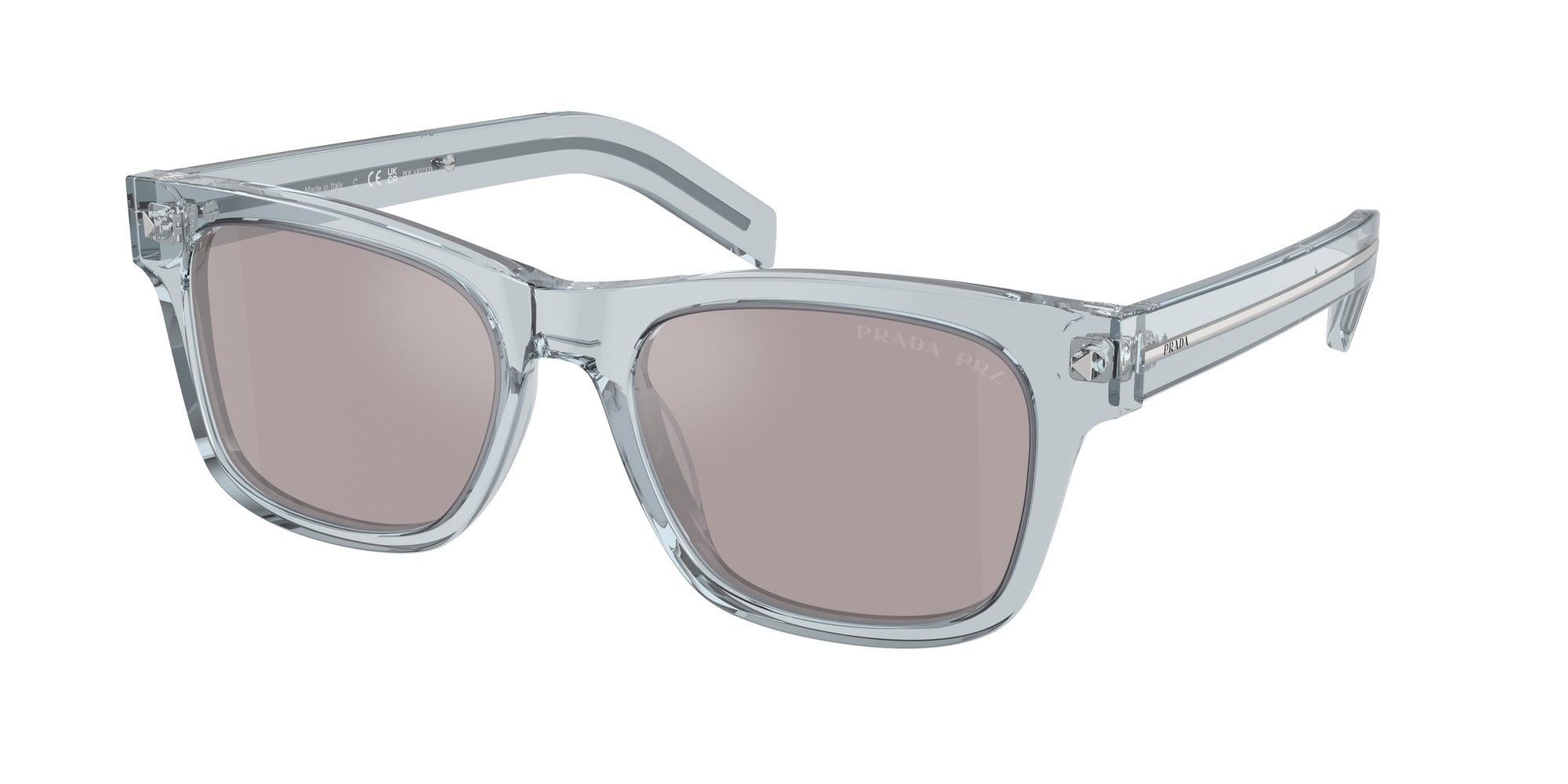 Prada Uomo Prada PR A17S 19T80F Occhiali da sole Acetato Blu Grigio Squadrata Polarizzata Specchiato Prada Uomo Prada PR A17S 19T80F Occhiali da sole Acetato Blu Grigio Squadrata Polarizzata Specchiato