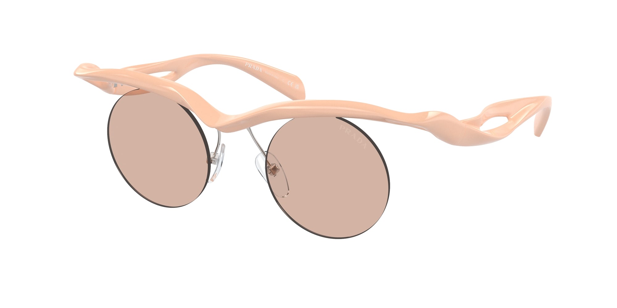 Prada Uomo Prada PR A18S 18Q4I2 Occhiali da sole Iniettato Rosa Marrone Rotonda Normale Prada Uomo Prada PR A18S 18Q4I2 Occhiali da sole Iniettato Rosa Marrone Rotonda Normale