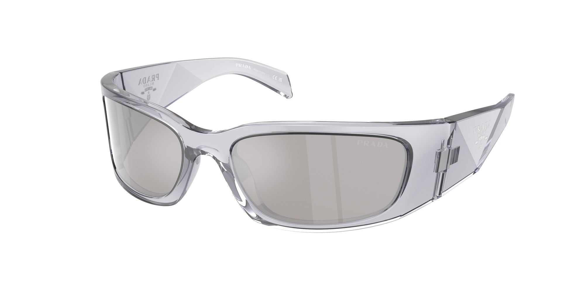 Prada Uomo Prada PR A19S 12R2B0 Occhiali da sole Acetato Grigio Grigio Farfalla Specchiate Specchiato