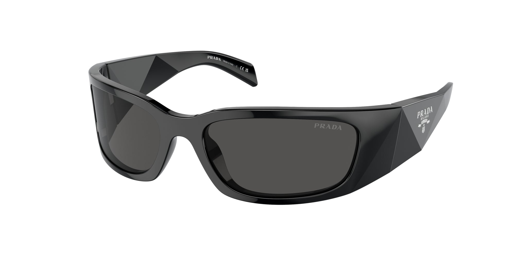 Prada Uomo Prada PR A19S 1AB5S0 Occhiali da sole Acetato Nero Grigio Farfalla Normale