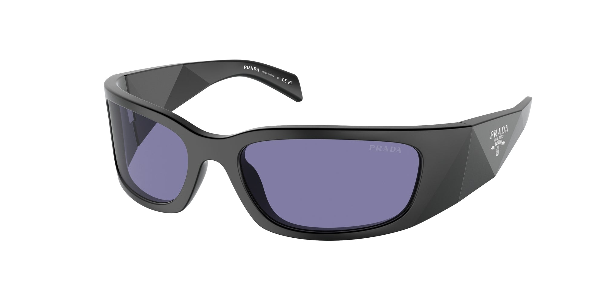 Prada Uomo Prada PR A19S 1BO40G Occhiali da sole Acetato Nero Viola Farfalla Normale