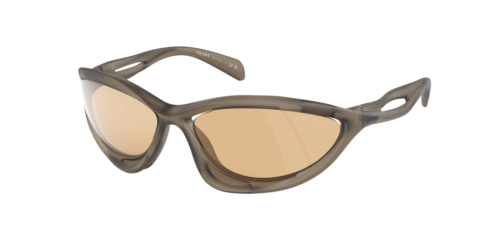 Prada Uomo Prada PR A26S 16V10H Occhiali da sole Iniettato Marrone Arancione Cat Eye Normale Specchiato Prada Uomo Prada PR A26S 16V10H Occhiali da sole Iniettato Marrone Arancione Cat Eye Normale Specchiato
