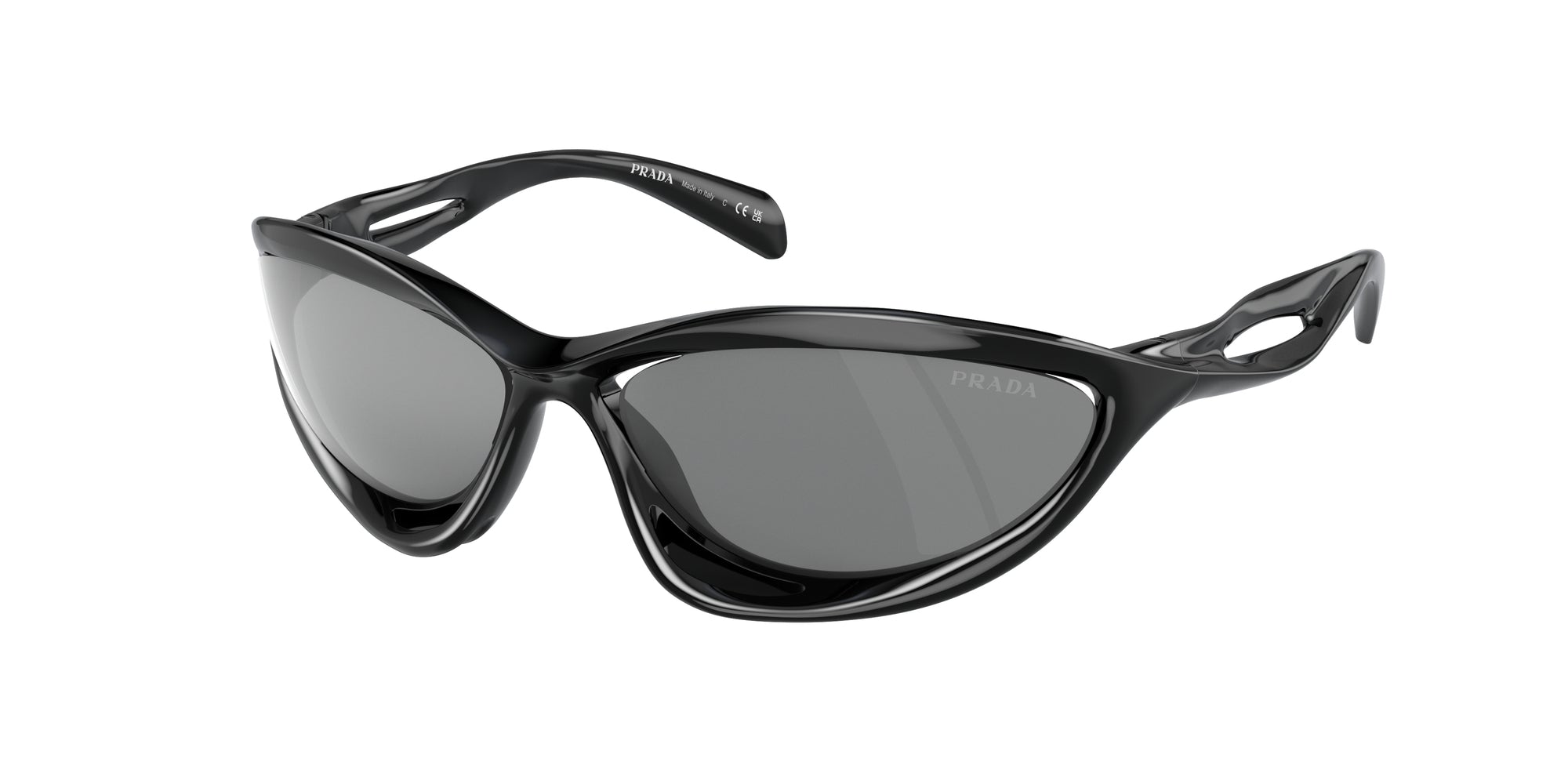 Prada Uomo Prada PR A26S 1AB60G Occhiali da sole Iniettato Nero Grigio Cat Eye Specchiate Specchiato Prada Uomo Prada PR A26S 1AB60G Occhiali da sole Iniettato Nero Grigio Cat Eye Specchiate Specchiato