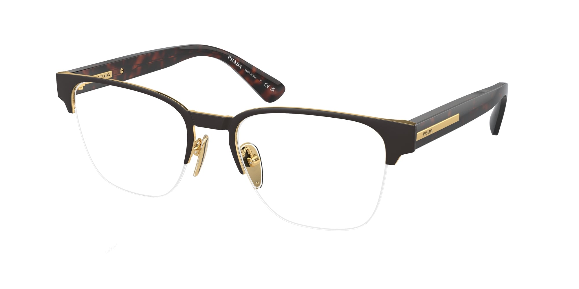 Prada Uomo Prada PR A52V 01U1O1 Montature da vista Metallo Marrone Pillow Normale