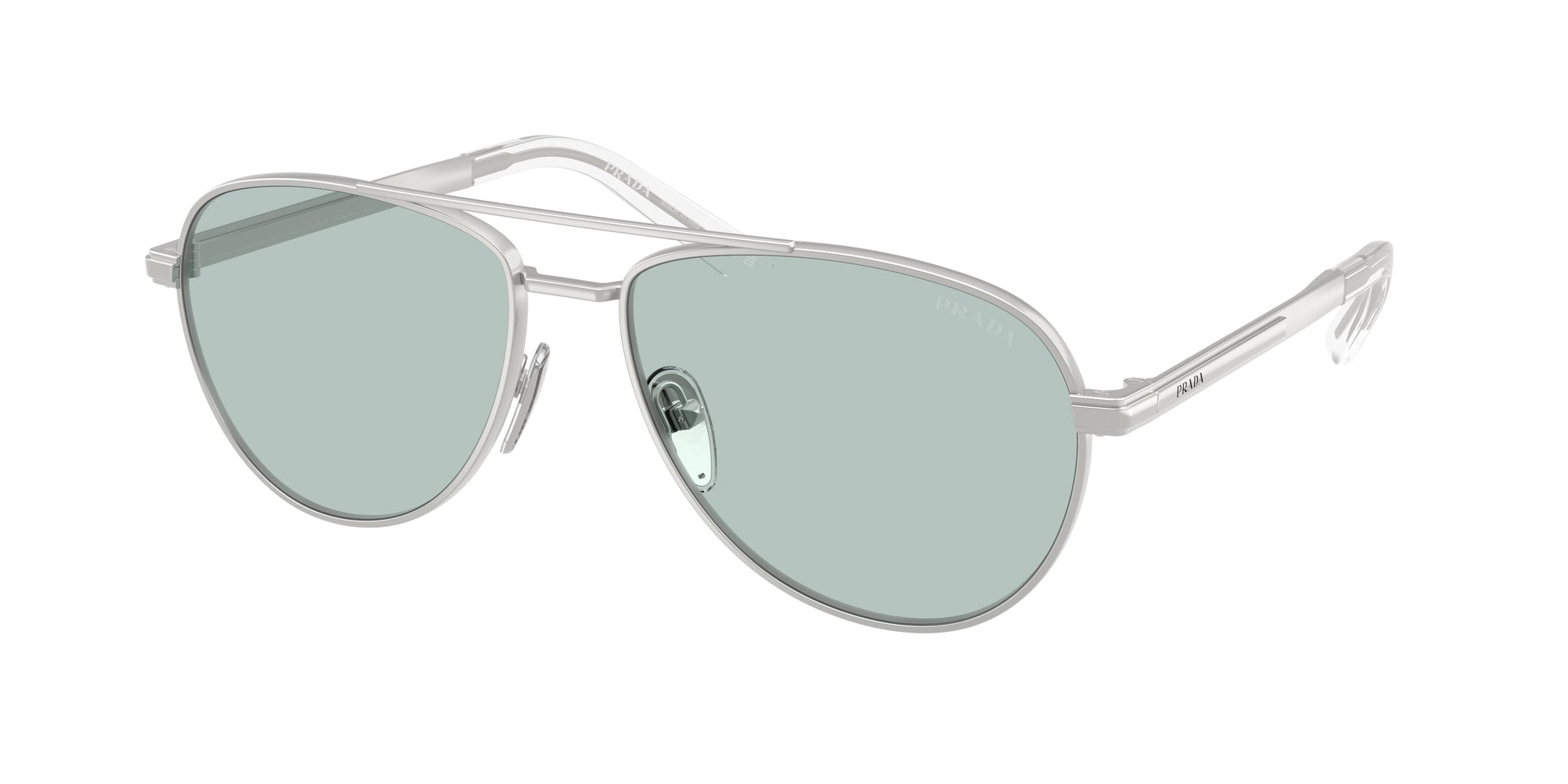 Prada Uomo Prada PR A54S 27540N Occhiali da sole Metallo Argento Blu Pilot Normale