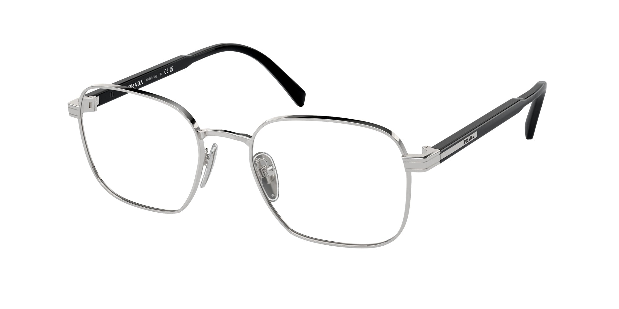 Prada Uomo Prada PR A55V 1BC1O1 Montature da vista Metallo Argento Squadrata Normale