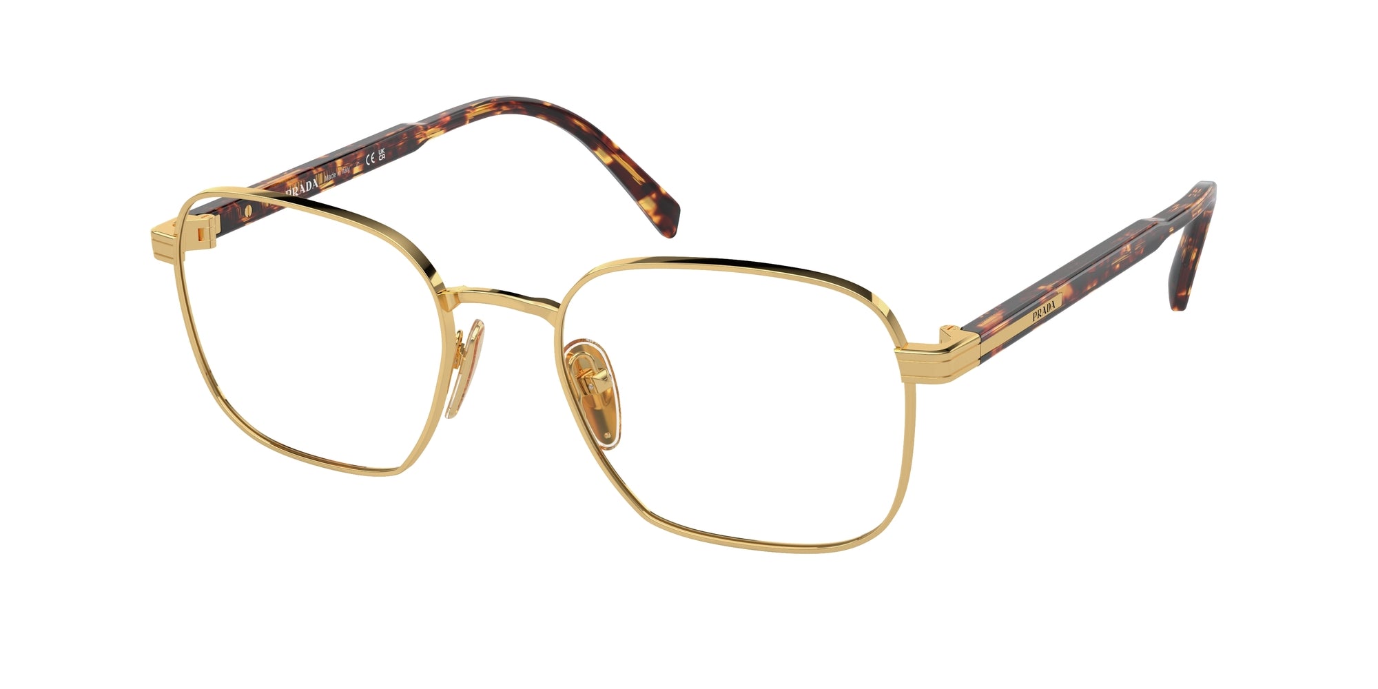 Prada Uomo Prada PR A55V 5AK1O1 Montature da vista Metallo Oro Squadrata Normale