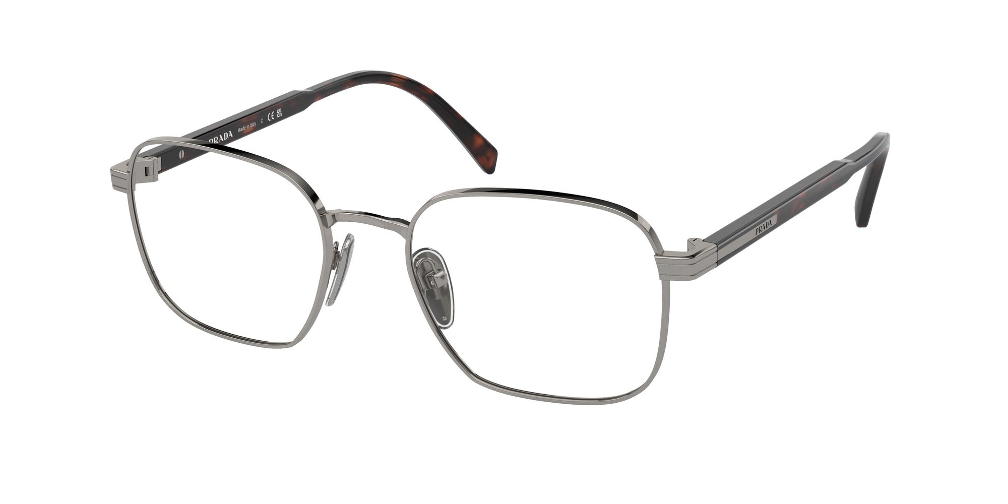 Prada Uomo Prada PR A55V 5AV1O1 Montature da vista Metallo Grigio Squadrata Normale Prada Uomo Prada PR A55V 5AV1O1 Montature da vista Metallo Grigio Squadrata Normale