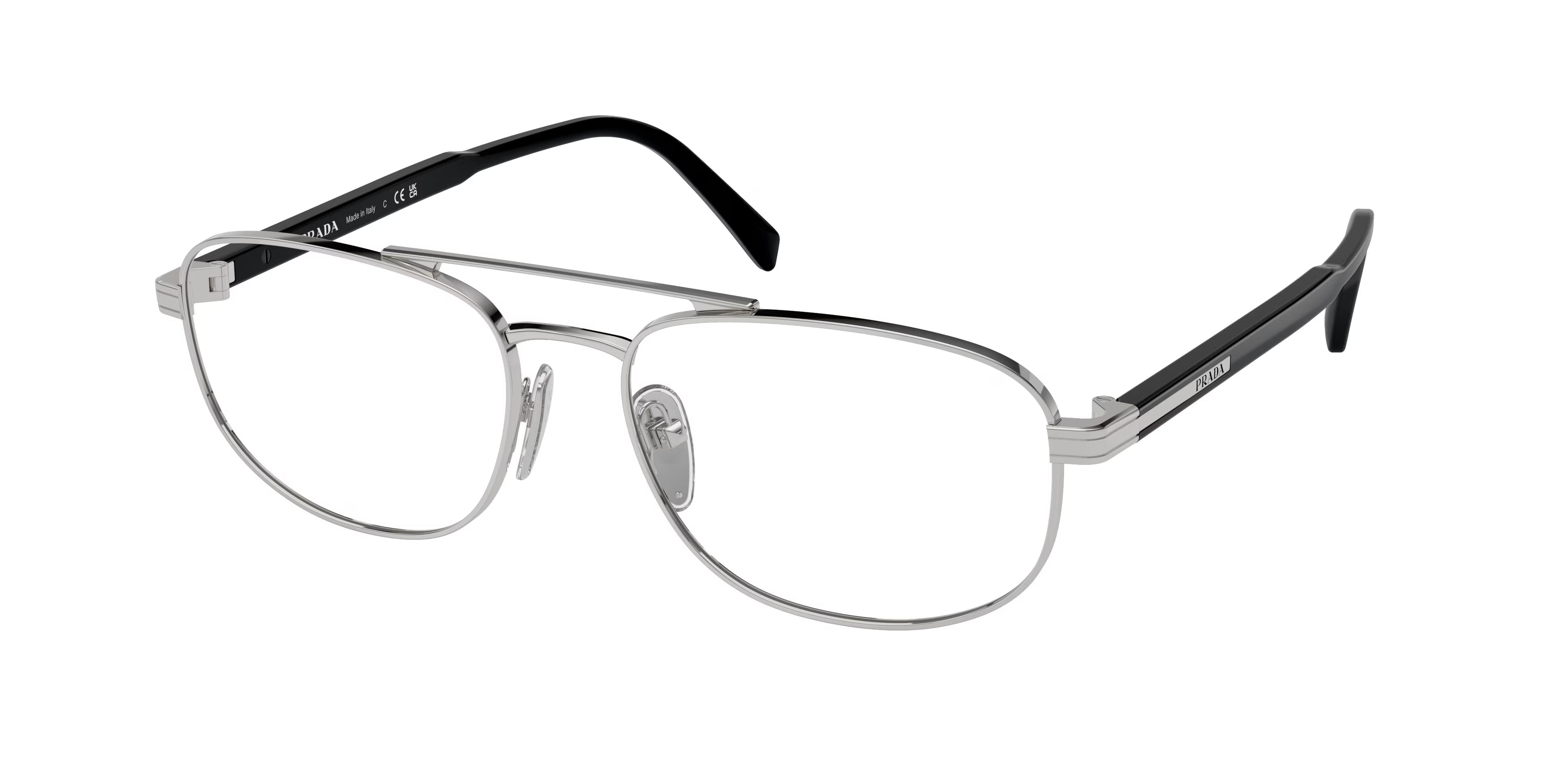 Prada Uomo Prada PR A56V 1BC1O1 Montature da vista Acciaio Argento Rotonda Normale Prada Uomo Prada PR A56V 1BC1O1 Montature da vista Acciaio Argento Rotonda Normale