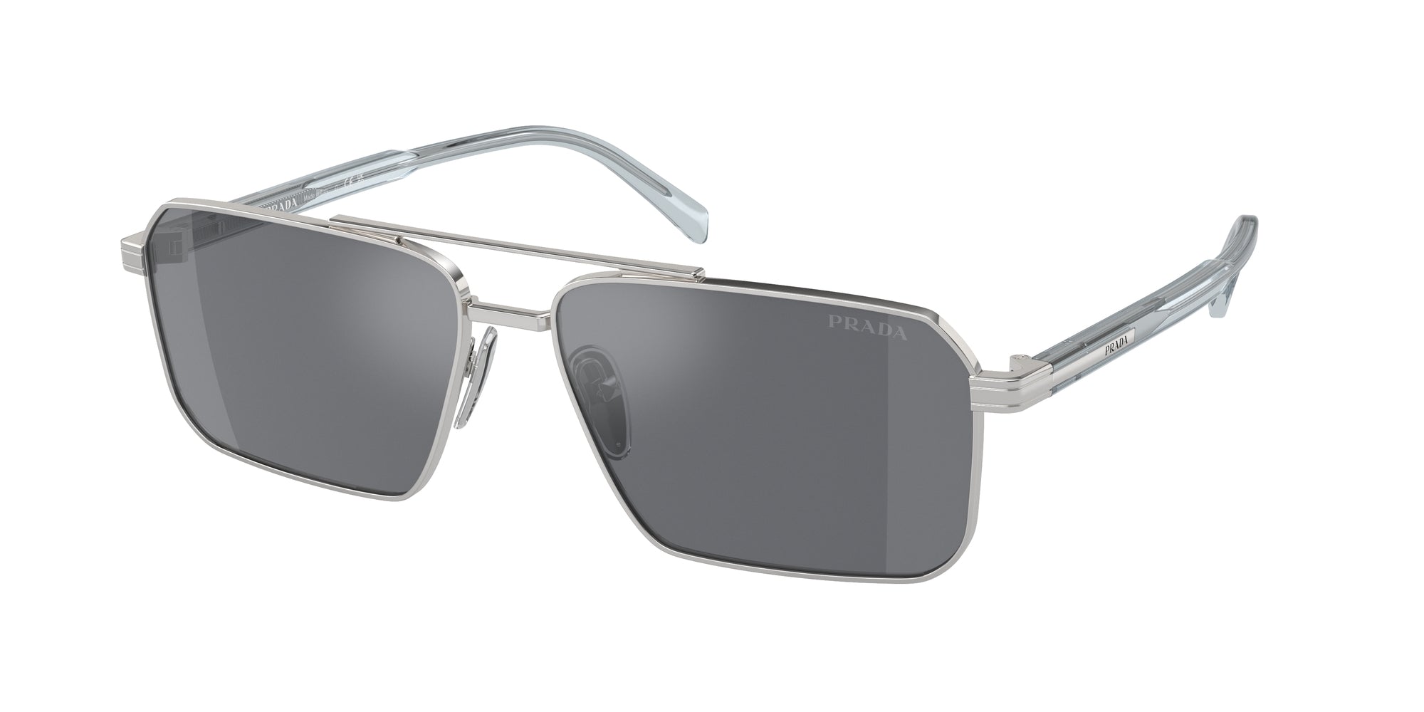 Prada Uomo Prada PR A57S 1BC175 Occhiali da sole Acciaio Argento Grigio Squadrata Normale Flash