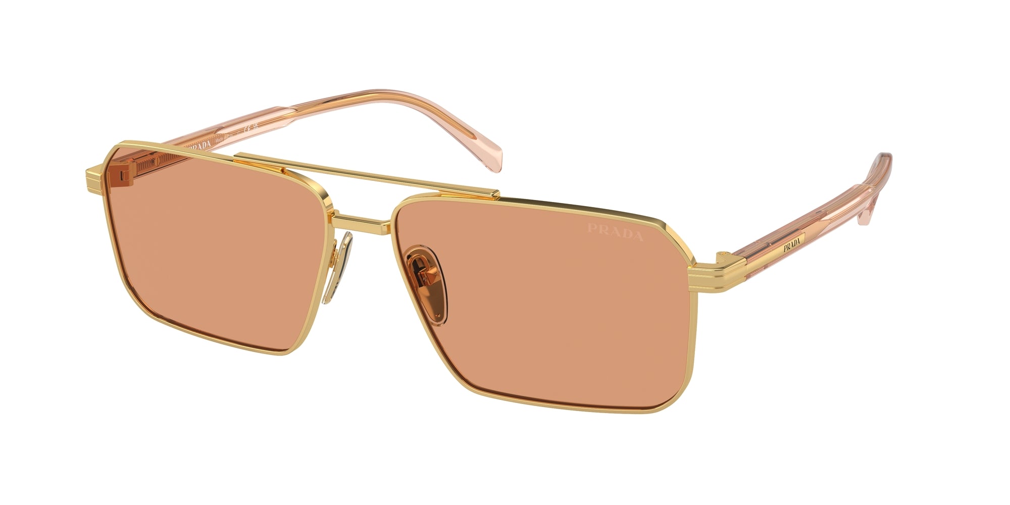 Prada Uomo Prada PR A57S 5AK07V Occhiali da sole Acciaio Oro Arancione Squadrata Normale
