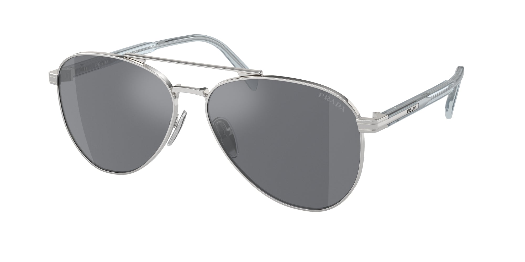 Prada Uomo Prada PR A58S 1BC175 Occhiali da sole Acciaio Argento Grigio Pilot Normale Flash