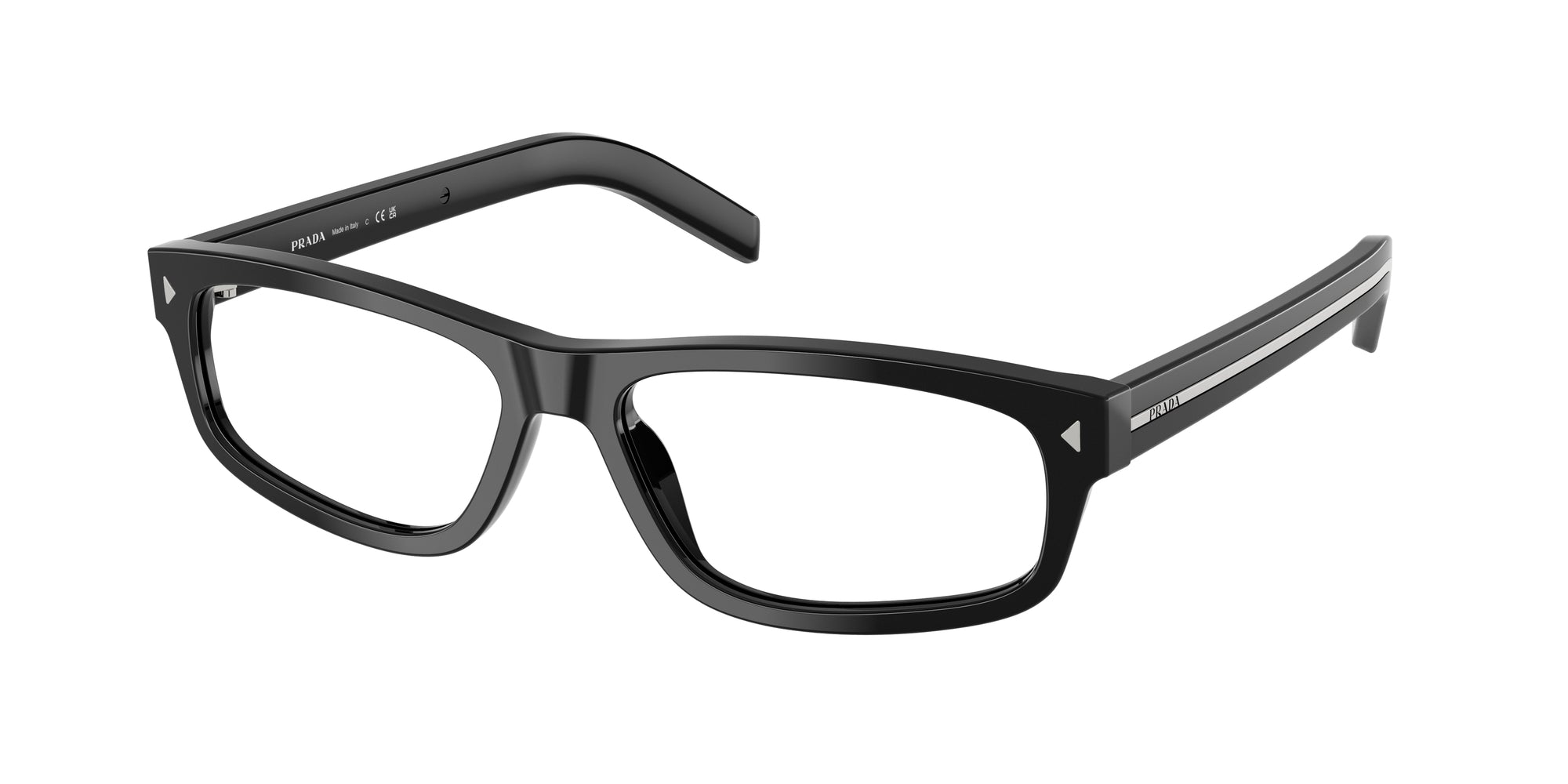 Prada Uomo Prada PR B02V 16K1O1 Montature da vista Acetato Nero Squadrata Normale Prada Uomo Prada PR B02V 16K1O1 Montature da vista Acetato Nero Squadrata Normale