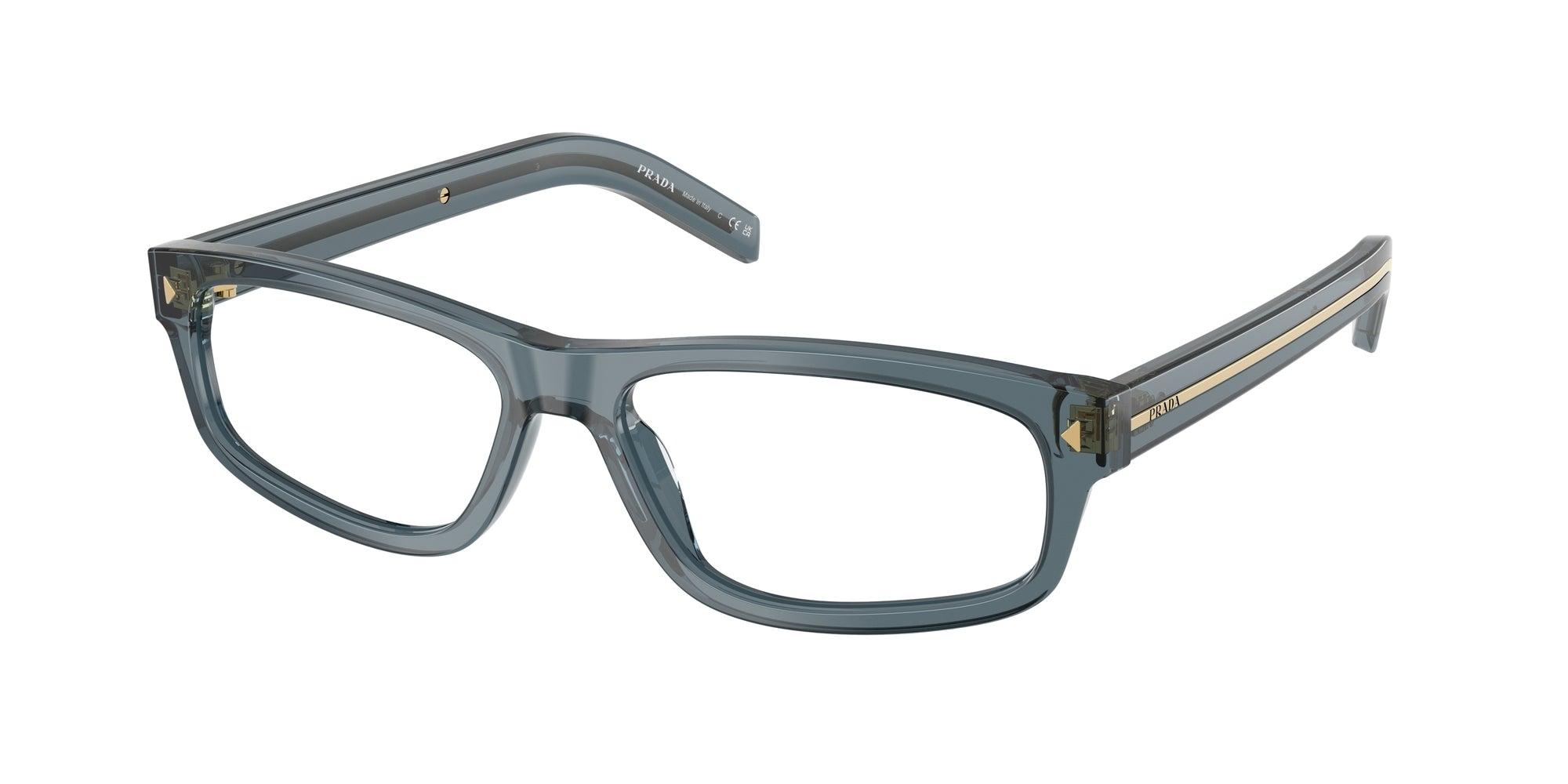 Prada Uomo Prada PR B02V 17T1O1 Montature da vista Acetato Oro Squadrata Normale Prada Uomo Prada PR B02V 17T1O1 Montature da vista Acetato Oro Squadrata Normale