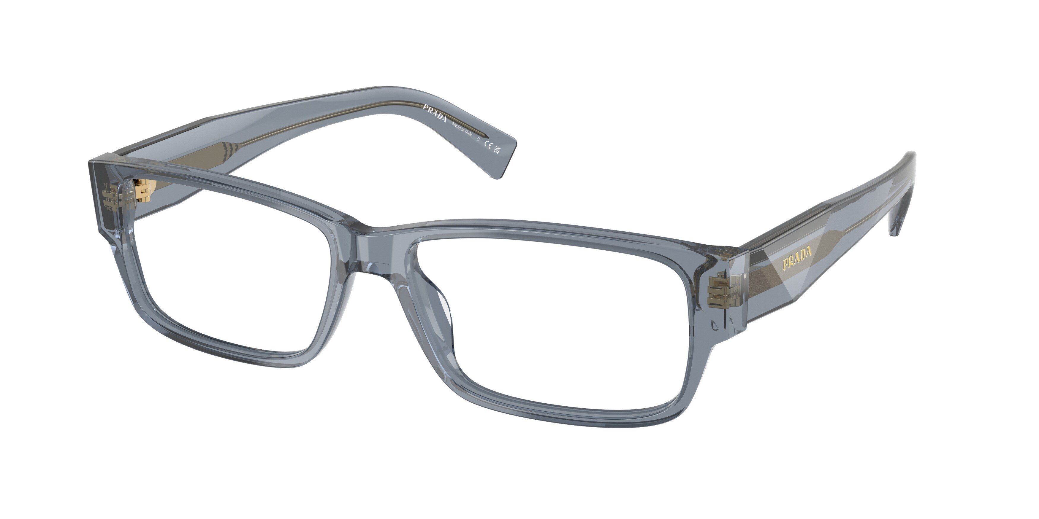 Prada Uomo Prada PR B09V 17T1O1 Montature da vista Acetato Blu Trasparente Squadrata Normale