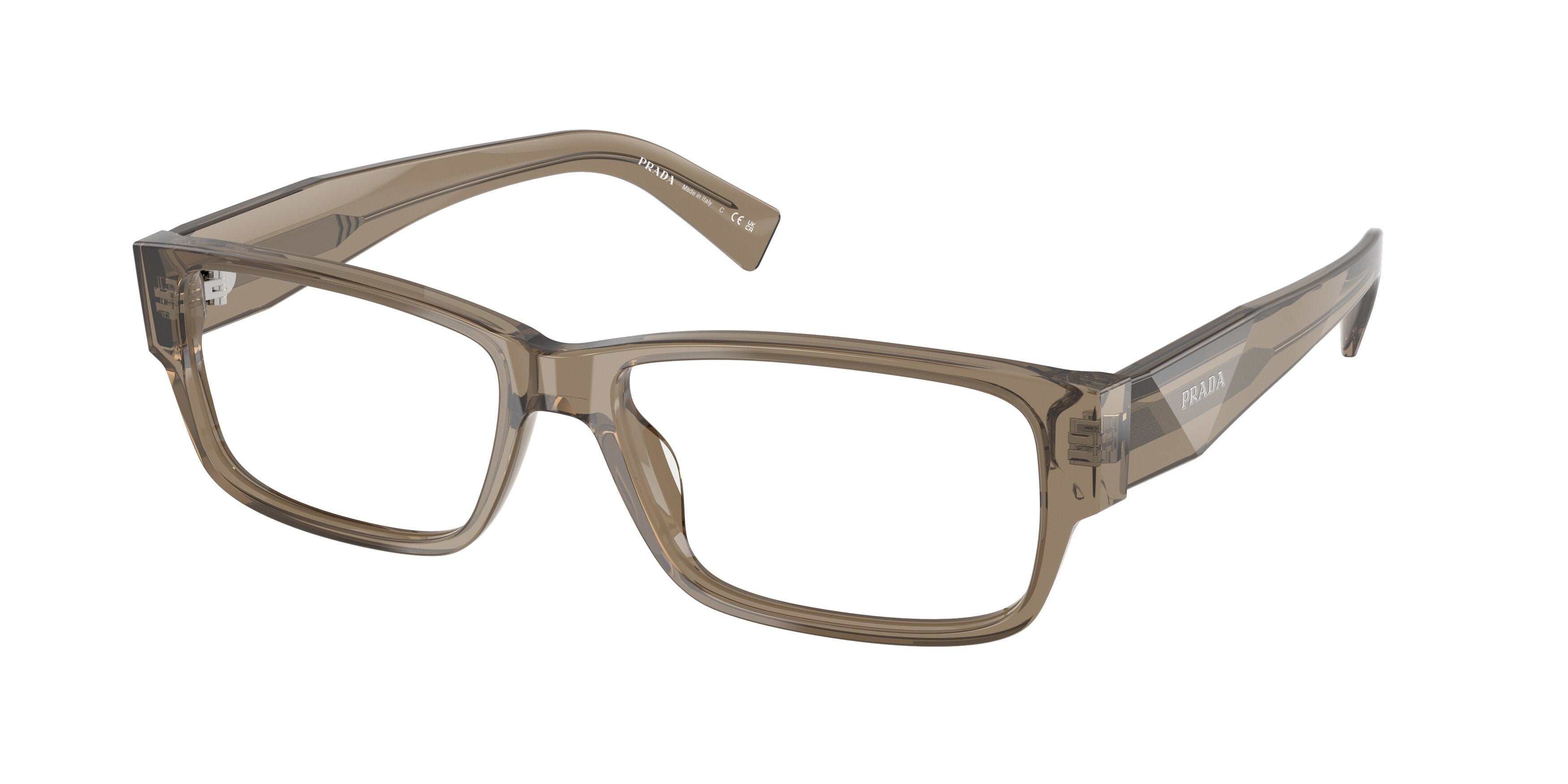 Prada Uomo Prada PR B09V 18T1O1 Montature da vista Acetato Marrone Trasparente Squadrata Normale