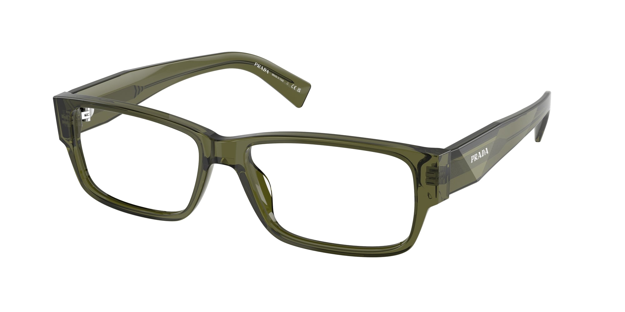 Prada Uomo Prada PR B09V 25A1O1 Montature da vista Acetato Verde Squadrata Normale