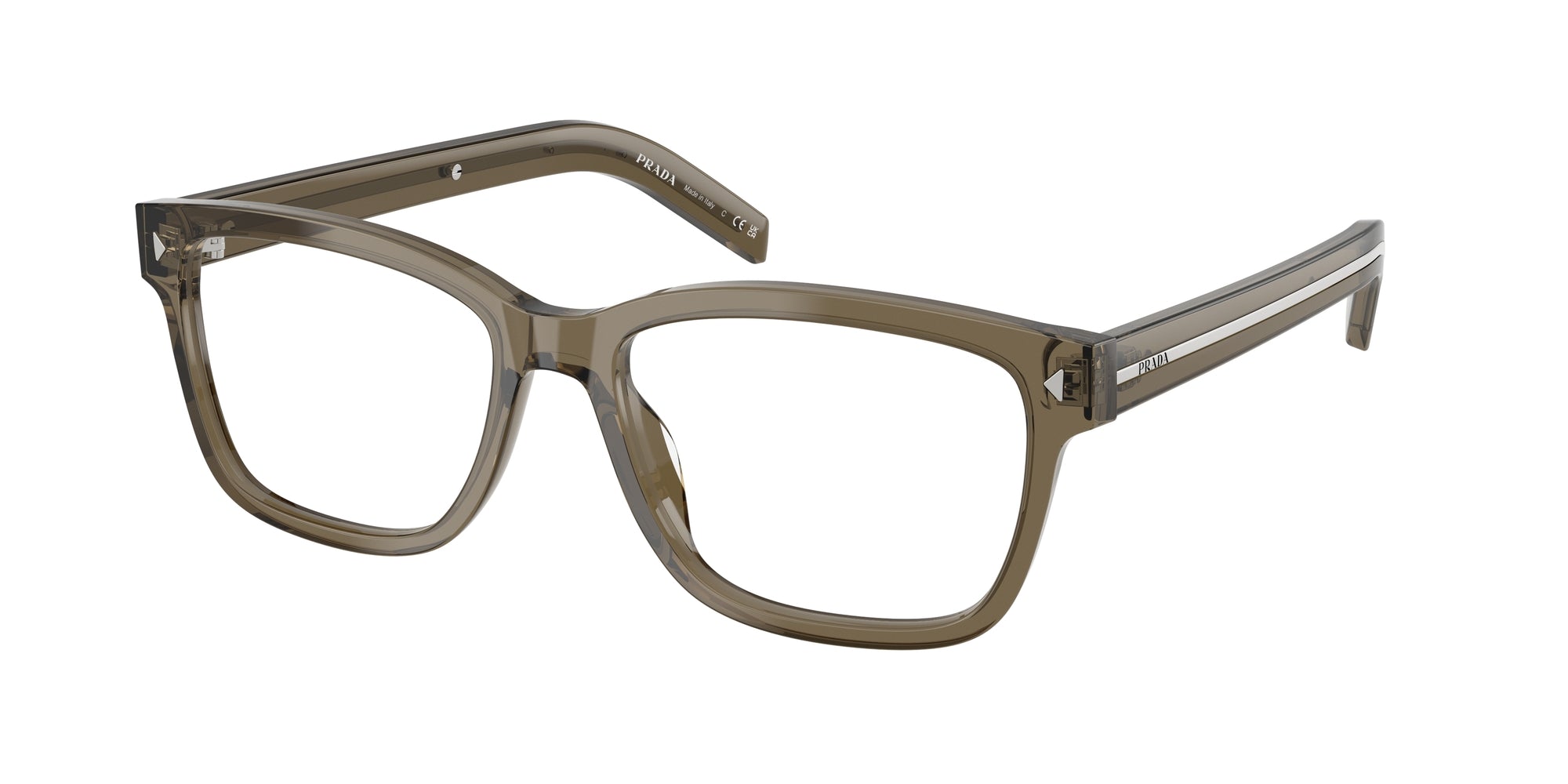Prada Uomo Prada PR B10V 18T1O1 Montature da vista Acetato Marrone Trasparente Squadrata Normale Prada Uomo Prada PR B10V 18T1O1 Montature da vista Acetato Marrone Trasparente Squadrata Normale