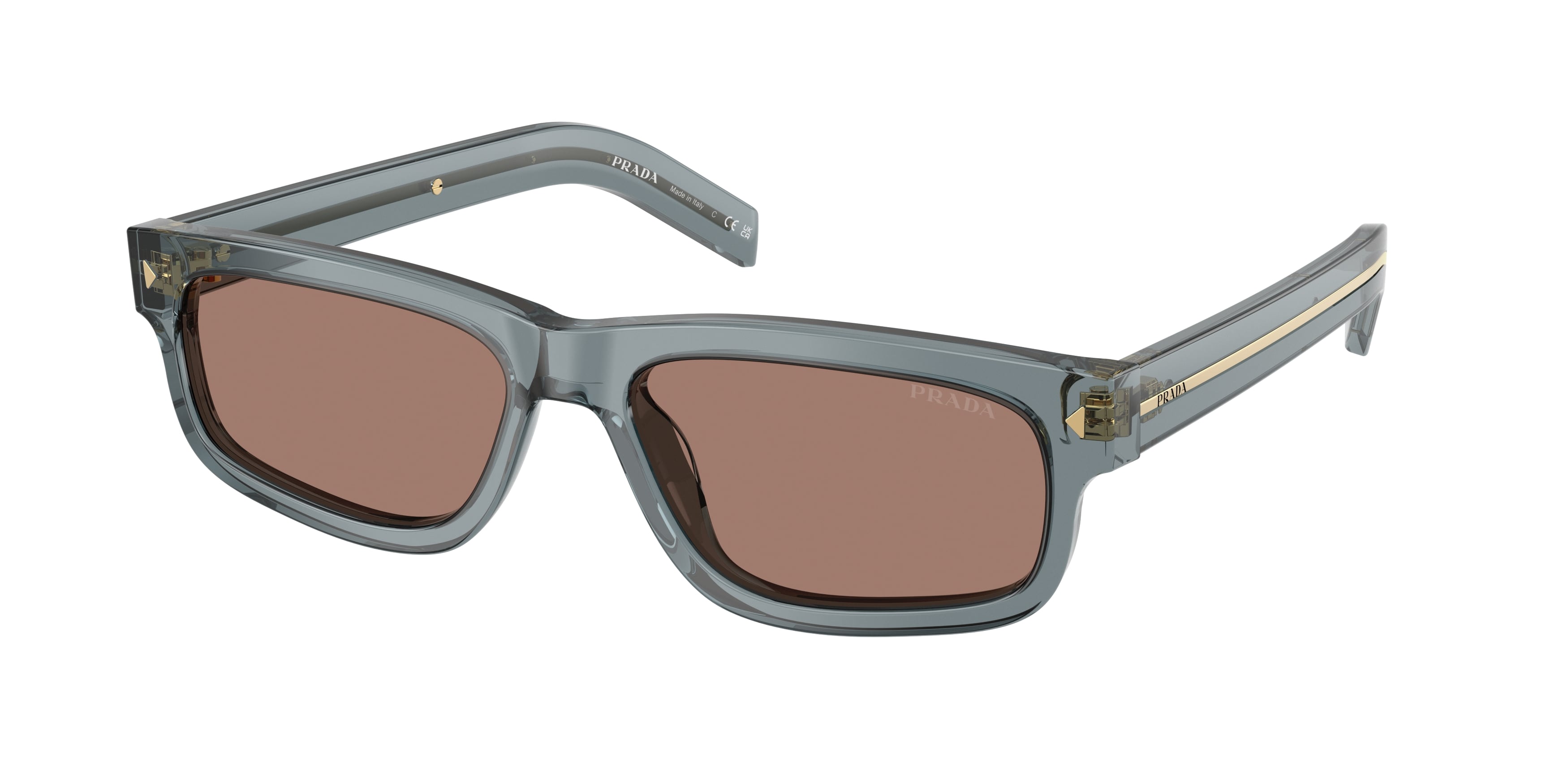 Prada Uomo Prada PR B11S 17T05D Occhiali da sole Acetato Blu Marrone Squadrata Normale