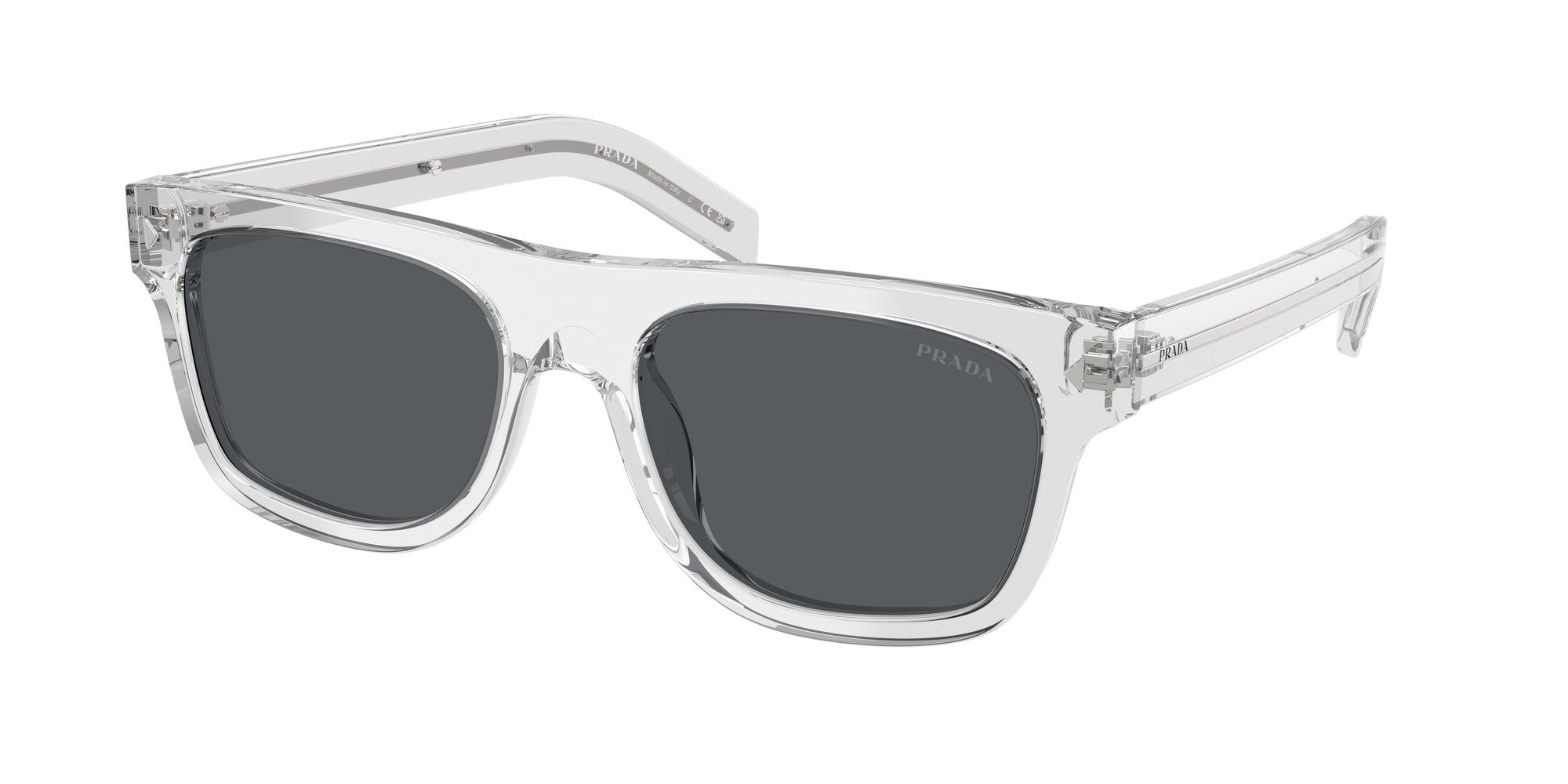 Prada Uomo Prada PR B12S 12R07T Occhiali da sole Acetato Grigio Blu Pillow Normale