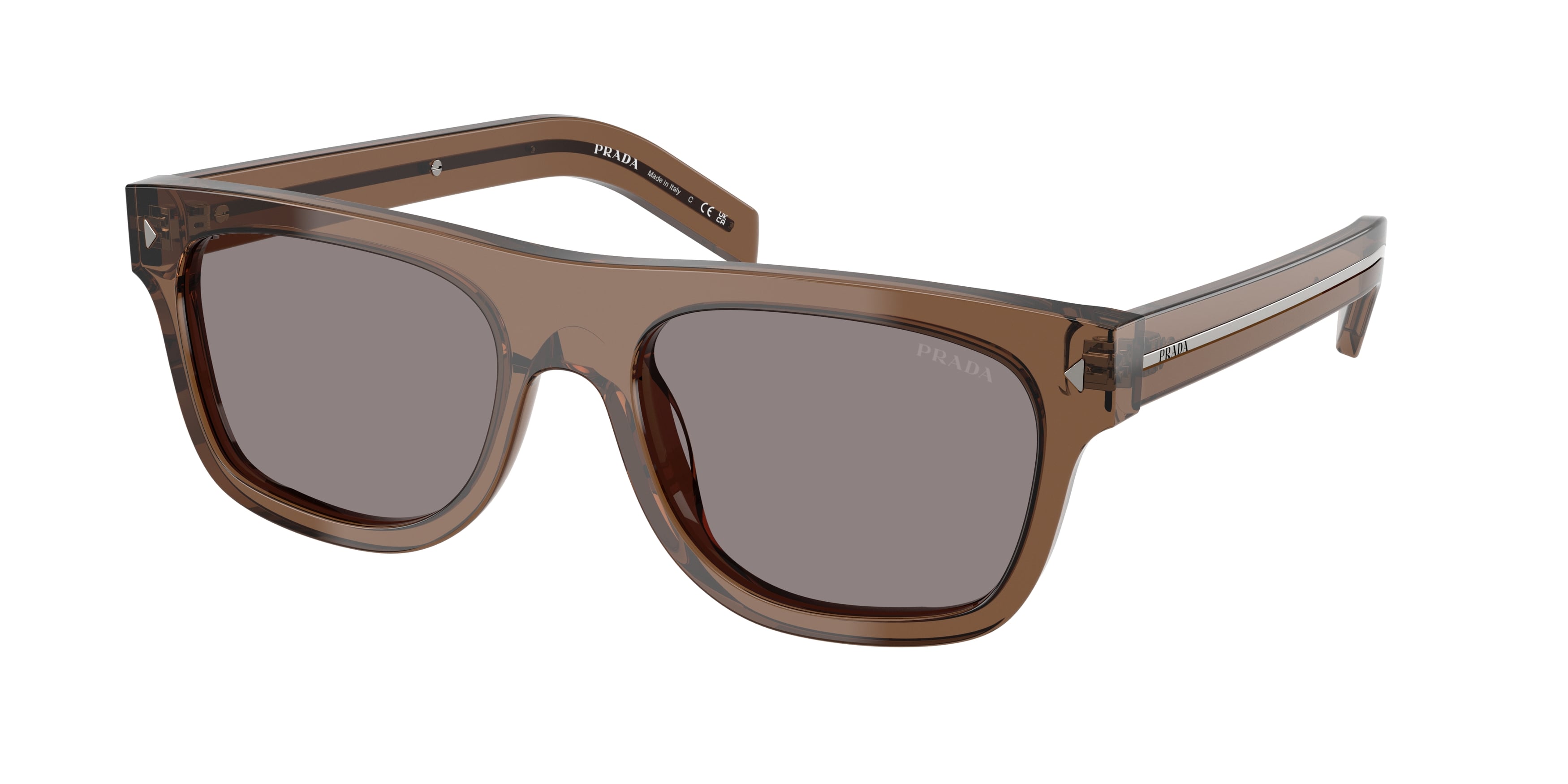 Prada Uomo Prada PR B12S 28I03D Occhiali da sole Acetato Trasparente Grigio Pillow Normale Prada Uomo Prada PR B12S 28I03D Occhiali da sole Acetato Trasparente Grigio Pillow Normale