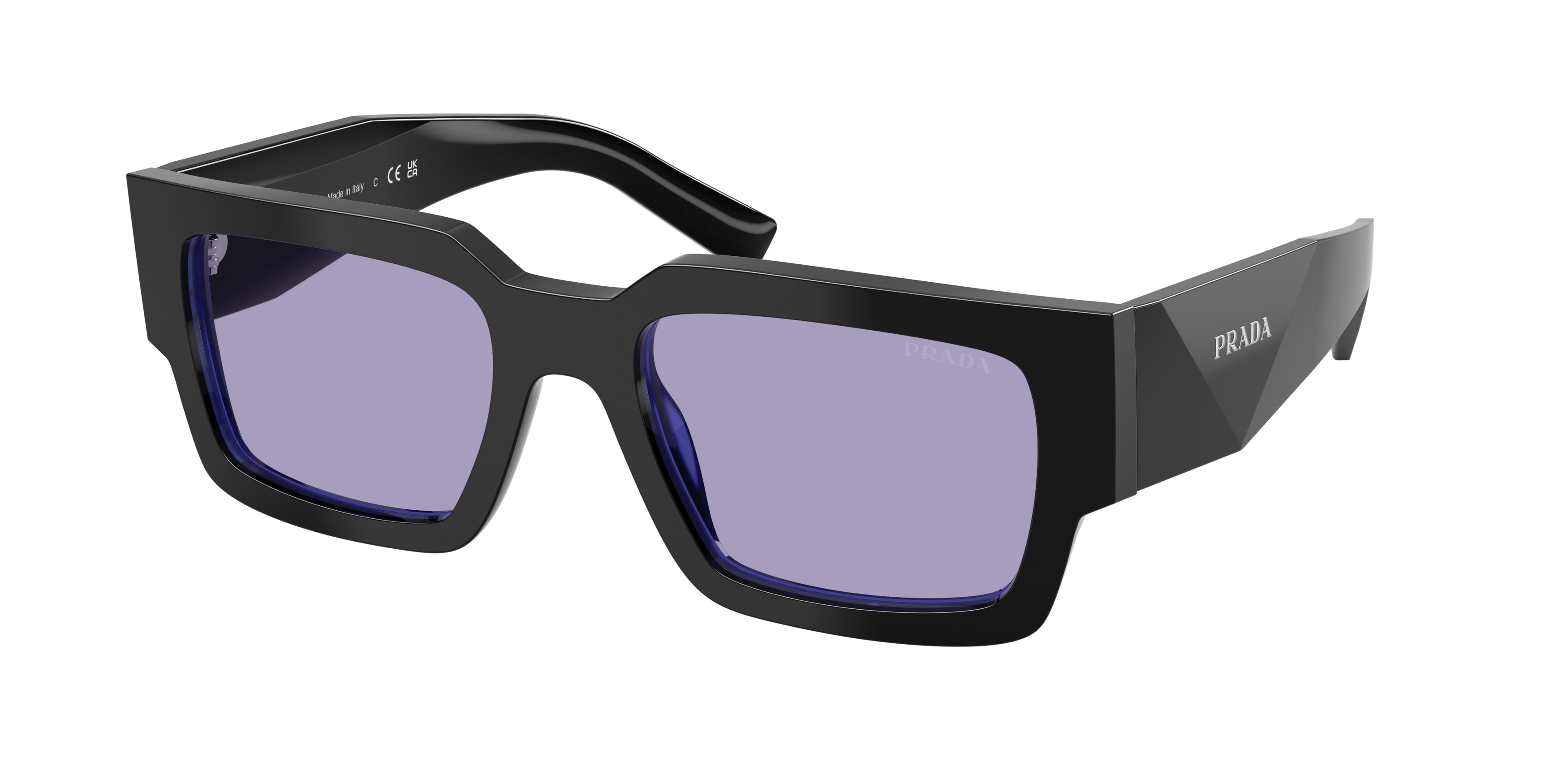 Prada Uomo Prada PR B17S 16K01O Occhiali da sole Acetato Nero Viola Squadrata Normale Prada Uomo Prada PR B17S 16K01O Occhiali da sole Acetato Nero Viola Squadrata Normale