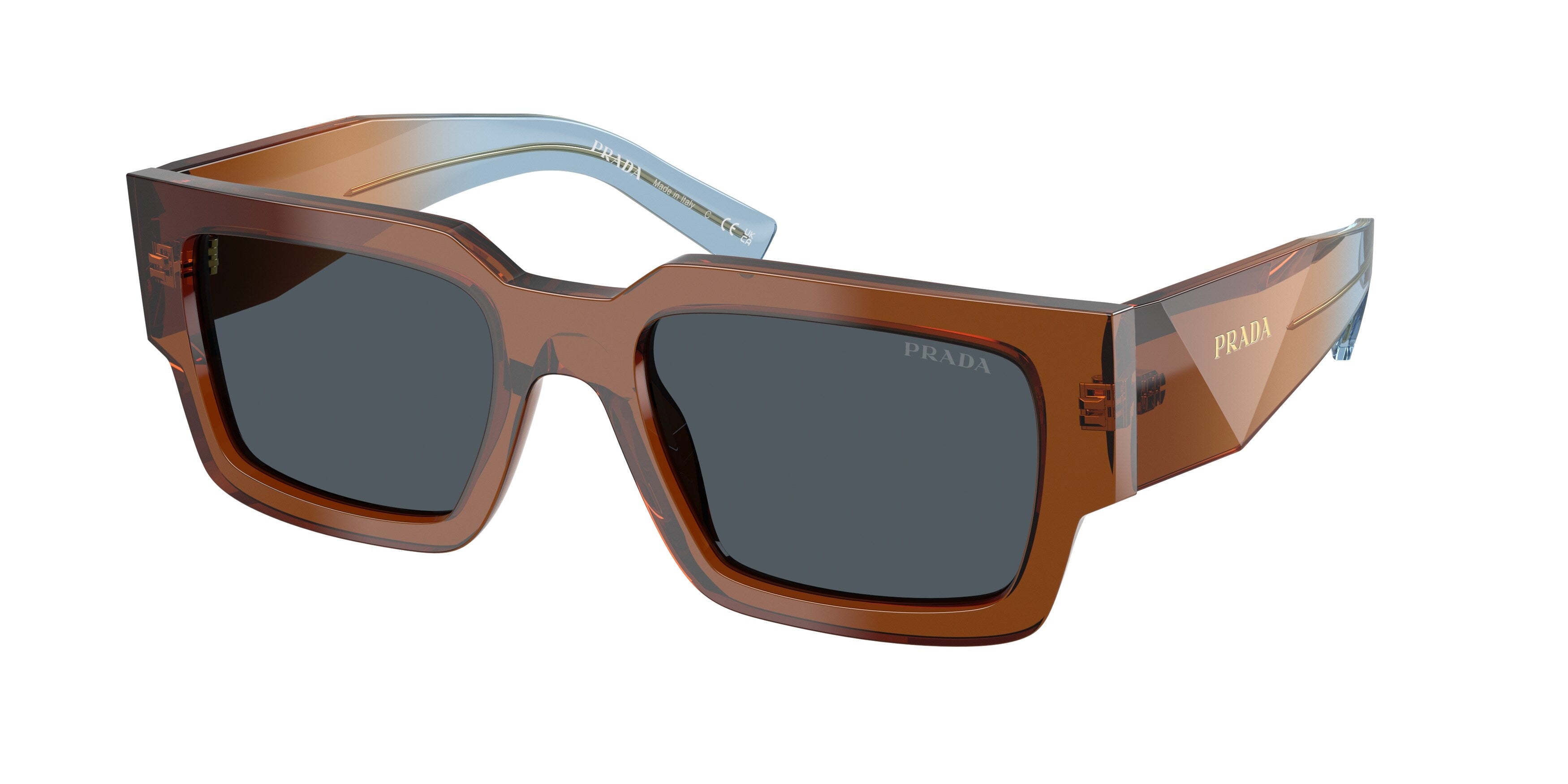 Prada Uomo Prada PR B17S 25F70B Occhiali da sole Acetato Marrone Grigio Squadrata Normale
