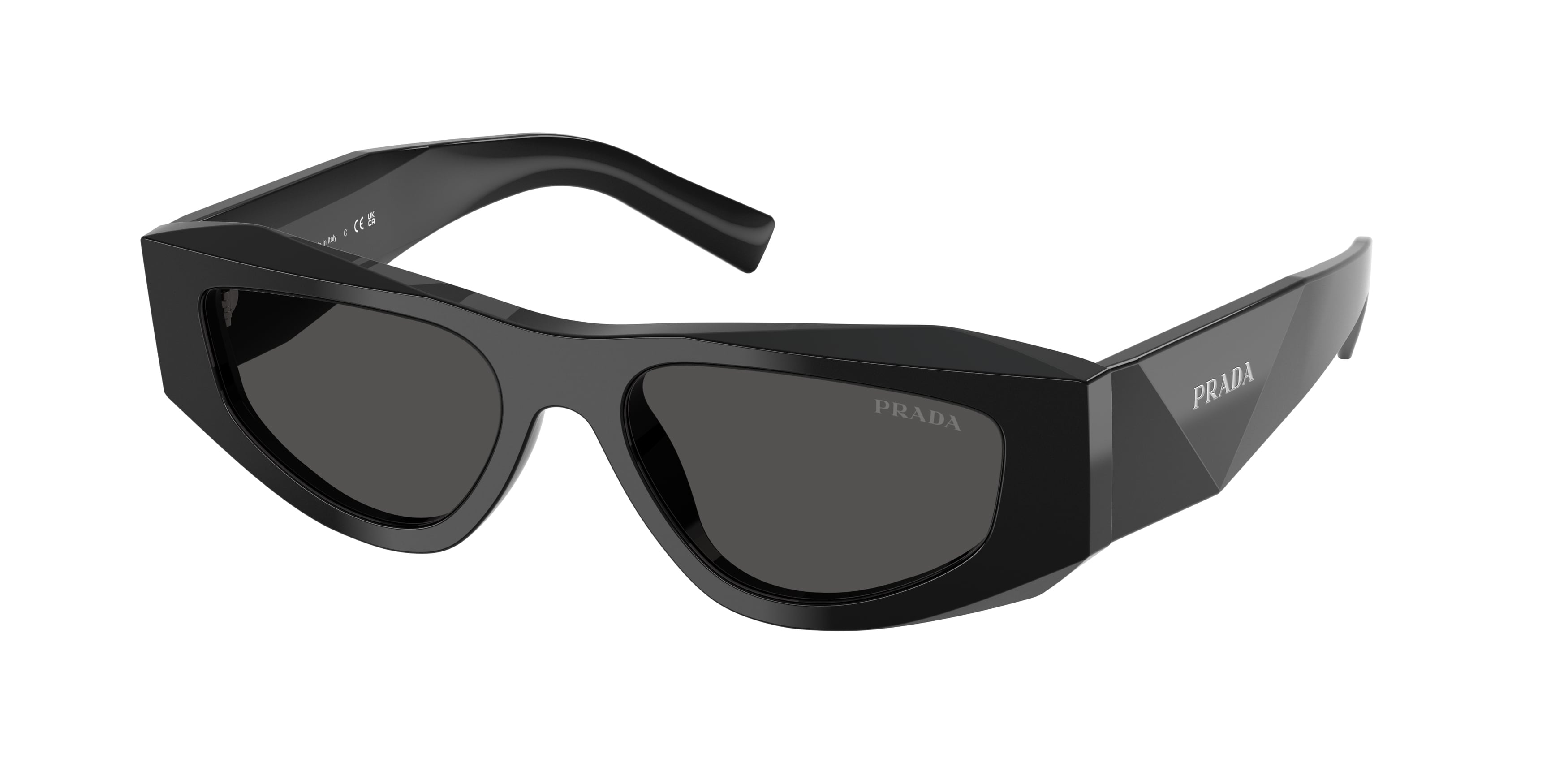Prada Uomo Prada PR B19S 16K08Z Occhiali da sole Acetato Nero Grigio Pillow Normale