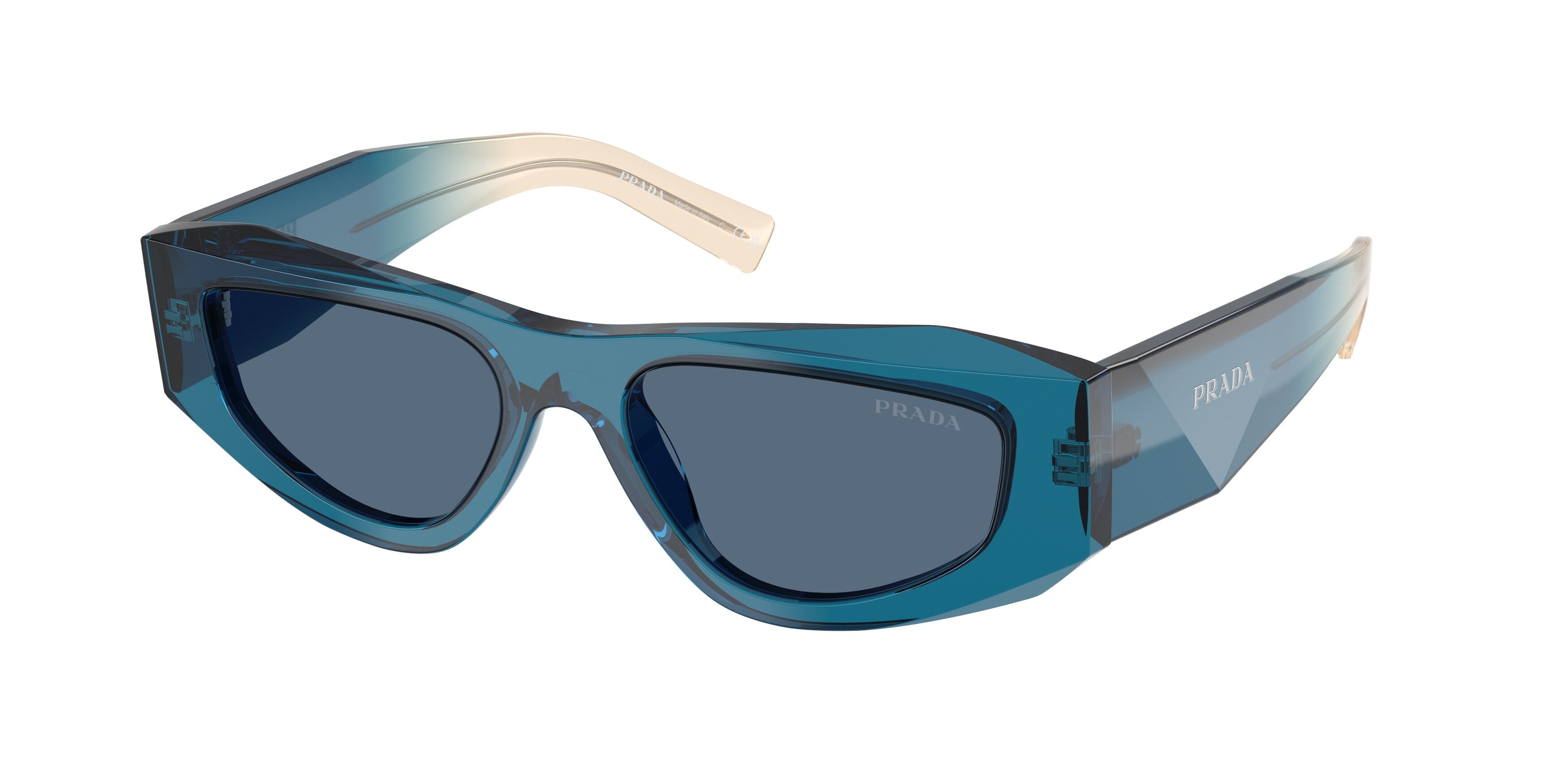 Prada Uomo Prada PR B19S 24F80S Occhiali da sole Acetato Blu Blu Pillow Normale