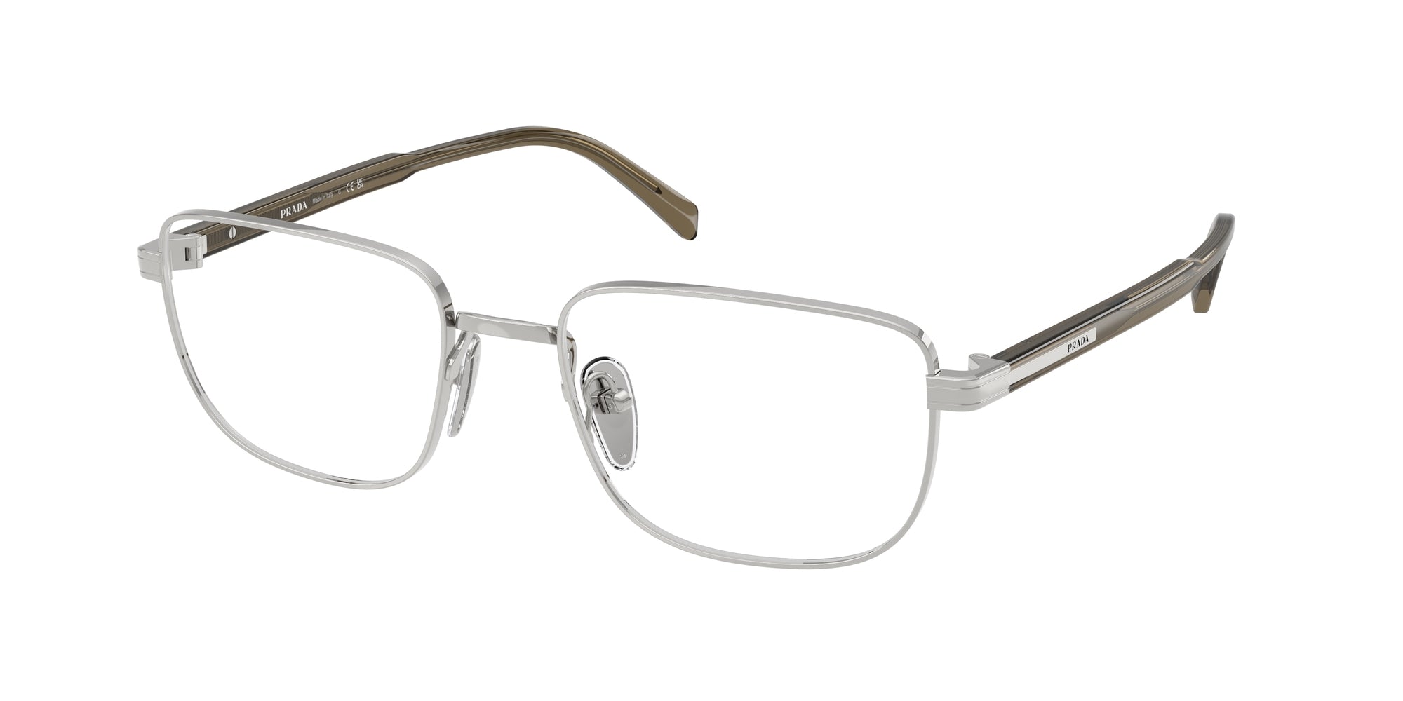 Prada Uomo Prada PR B51V 11U1O1 Montature da vista Argento Squadrata Normale Prada Uomo Prada PR B51V 11U1O1 Montature da vista Argento Squadrata Normale