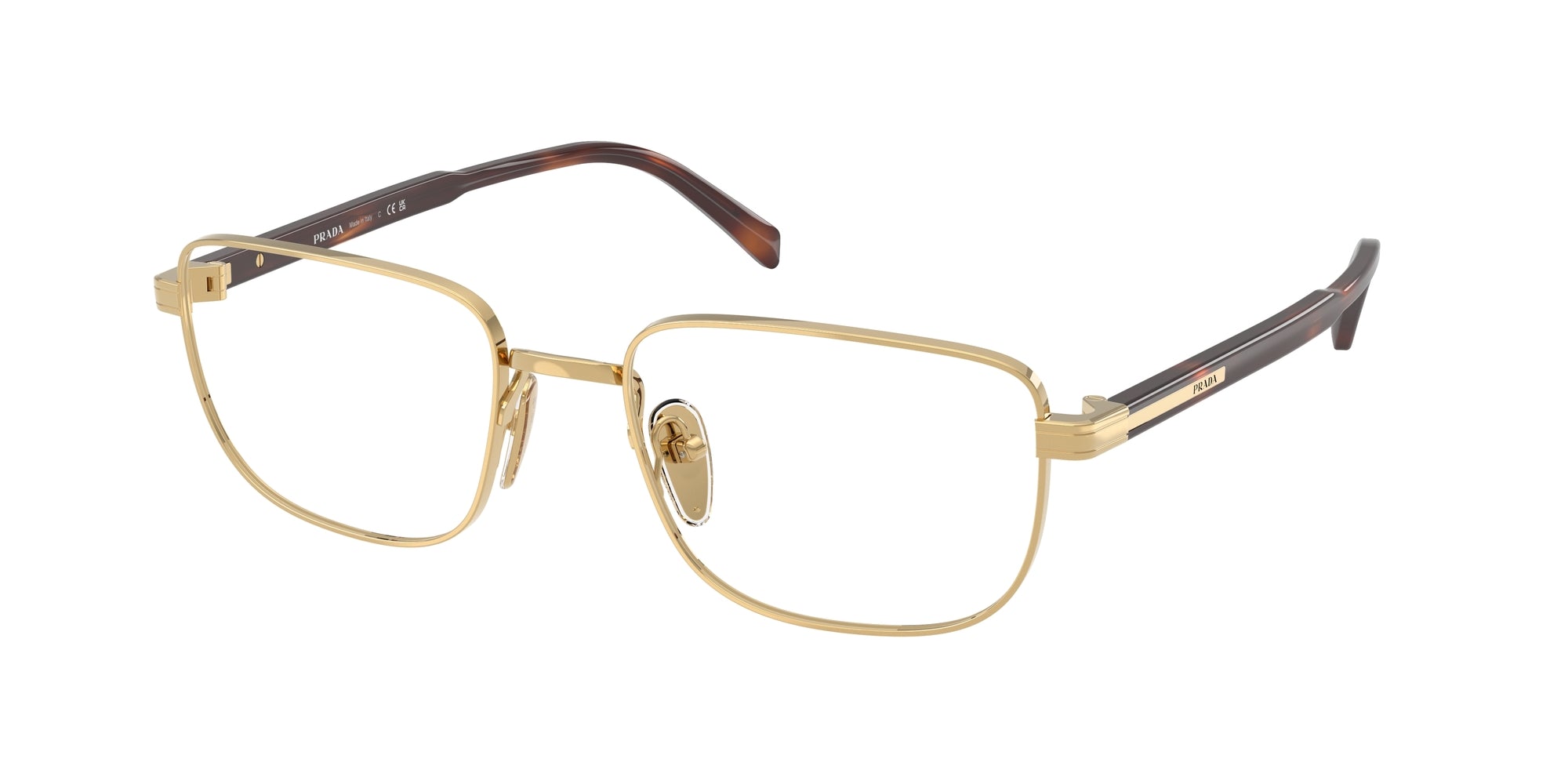 Prada Uomo Prada PR B51V 5AK1O1 Montature da vista Oro Trasparente Squadrata Normale Prada Uomo Prada PR B51V 5AK1O1 Montature da vista Oro Trasparente Squadrata Normale