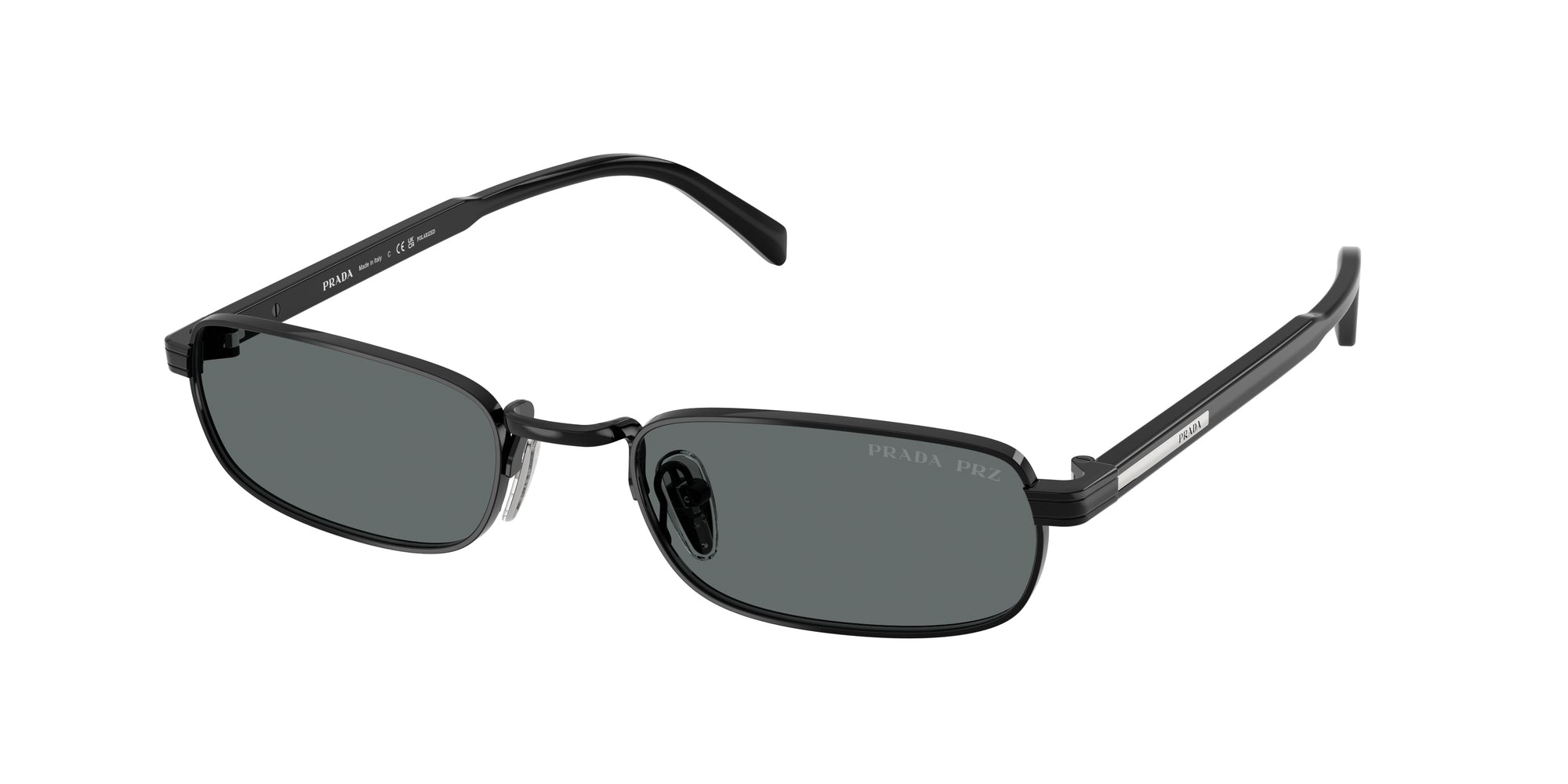 Prada Uomo Prada PR B54S 1AB5Z1 Occhiali da sole Metallo Nero Grigio Squadrata Polarizzata