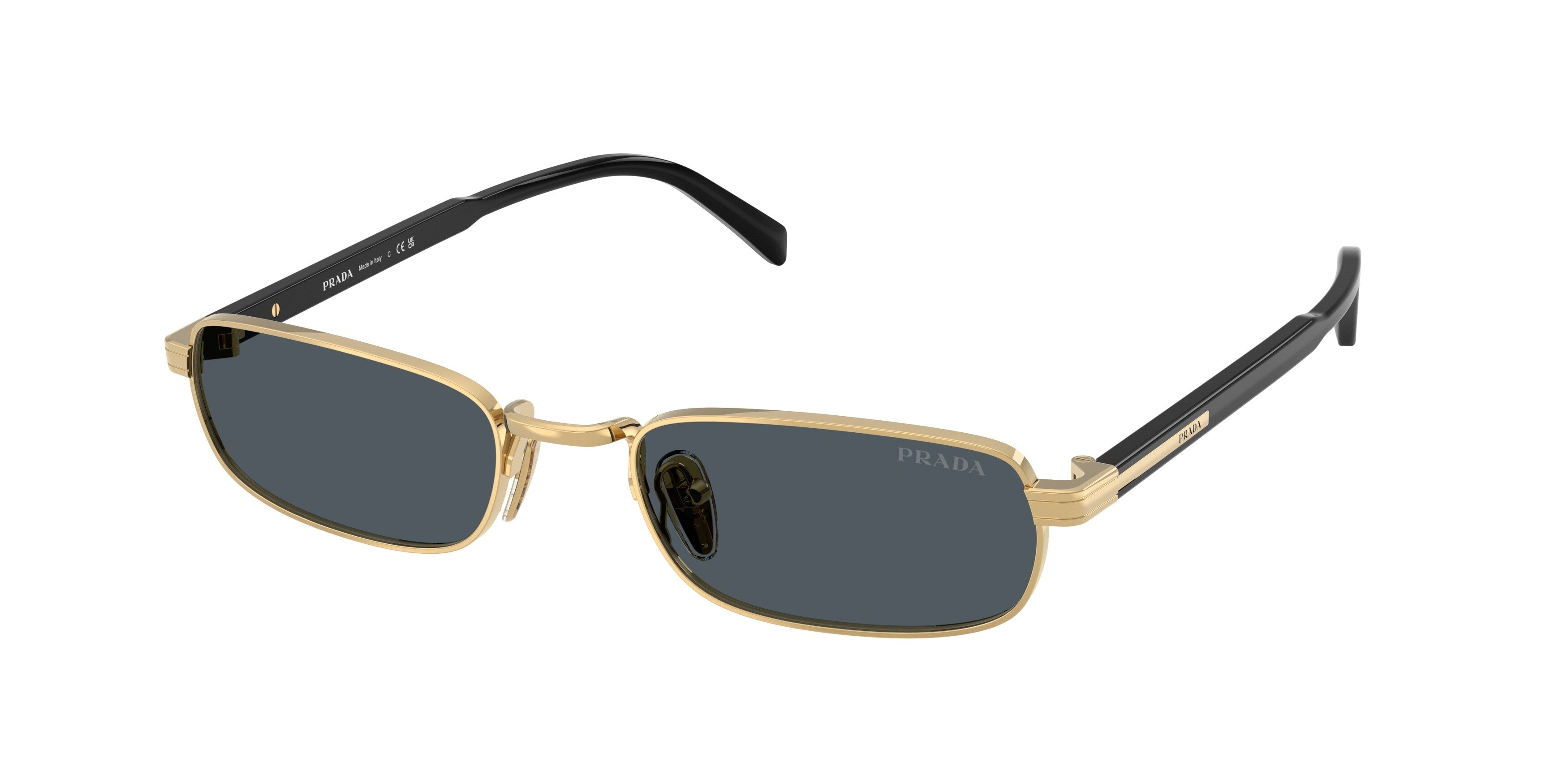 Prada Uomo Prada PR B54S 5AK70B Occhiali da sole Metallo Oro Grigio Squadrata Normale Prada Uomo Prada PR B54S 5AK70B Occhiali da sole Metallo Oro Grigio Squadrata Normale