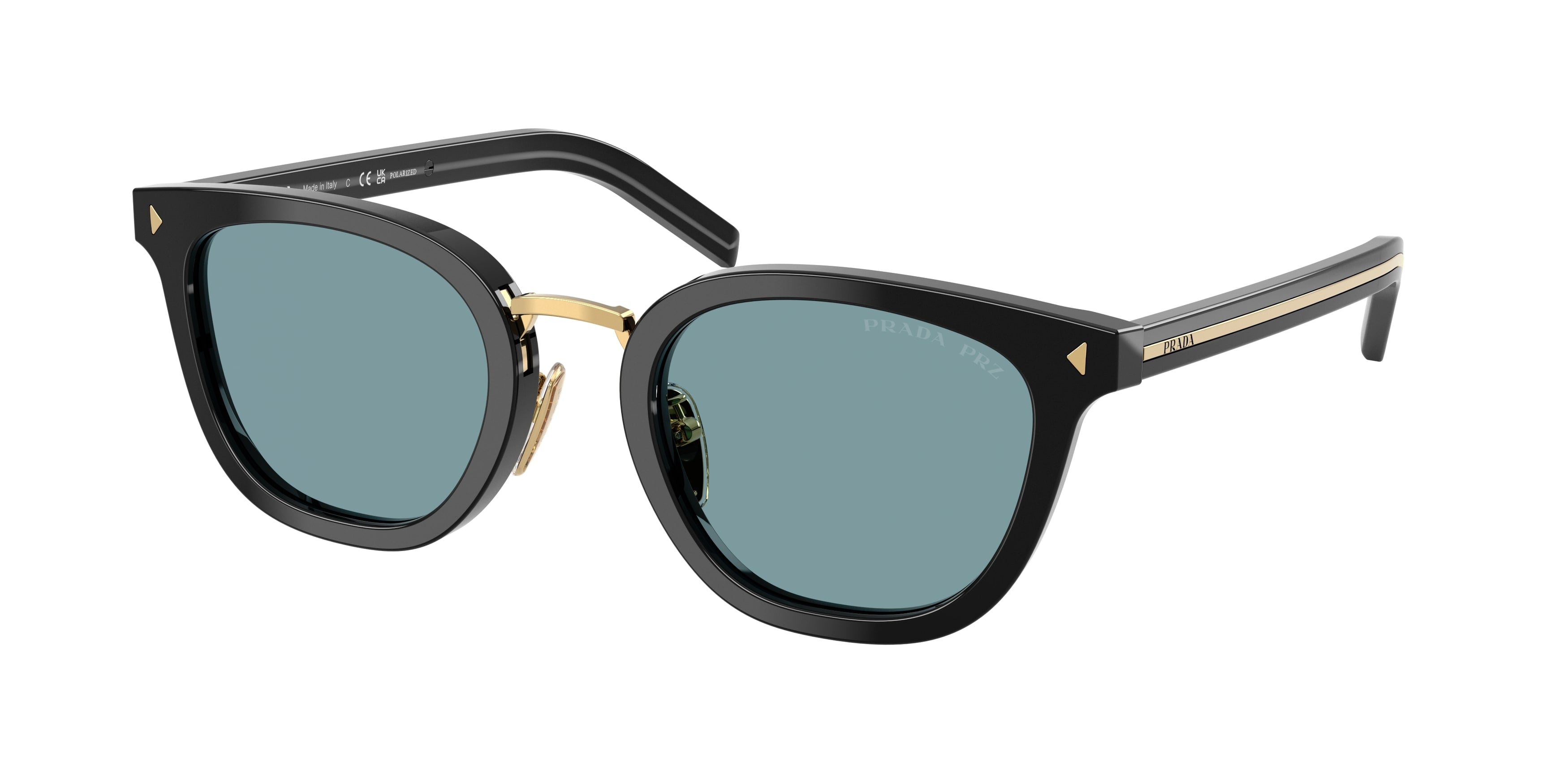 Prada Uomo Prada PR C01SD 16K04D Occhiali da sole Acetato Nero Verde Cat Eye Polarizzata